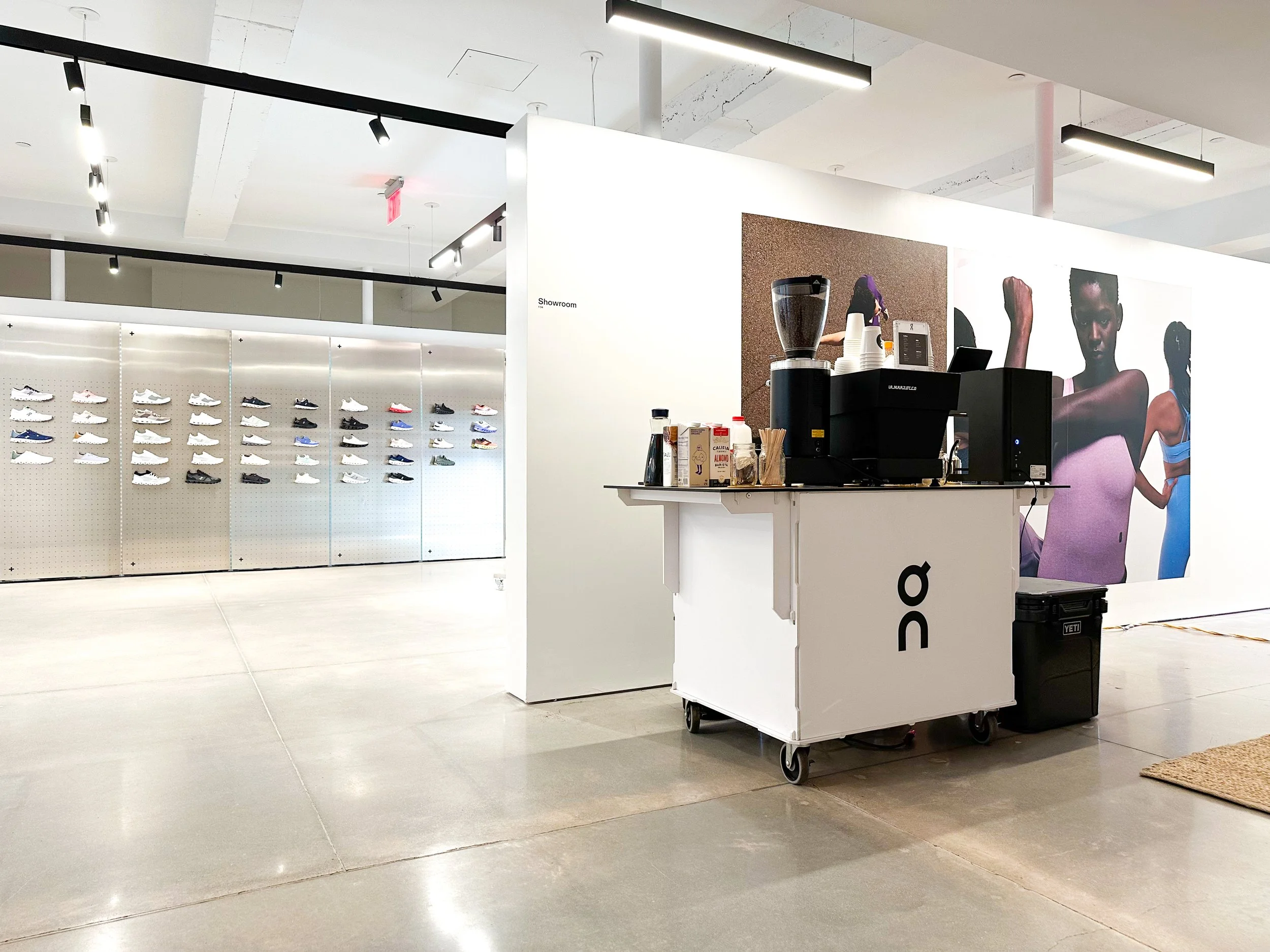 a beautiful set up mobile coffee cart for a corporate meeting in Manhattan
