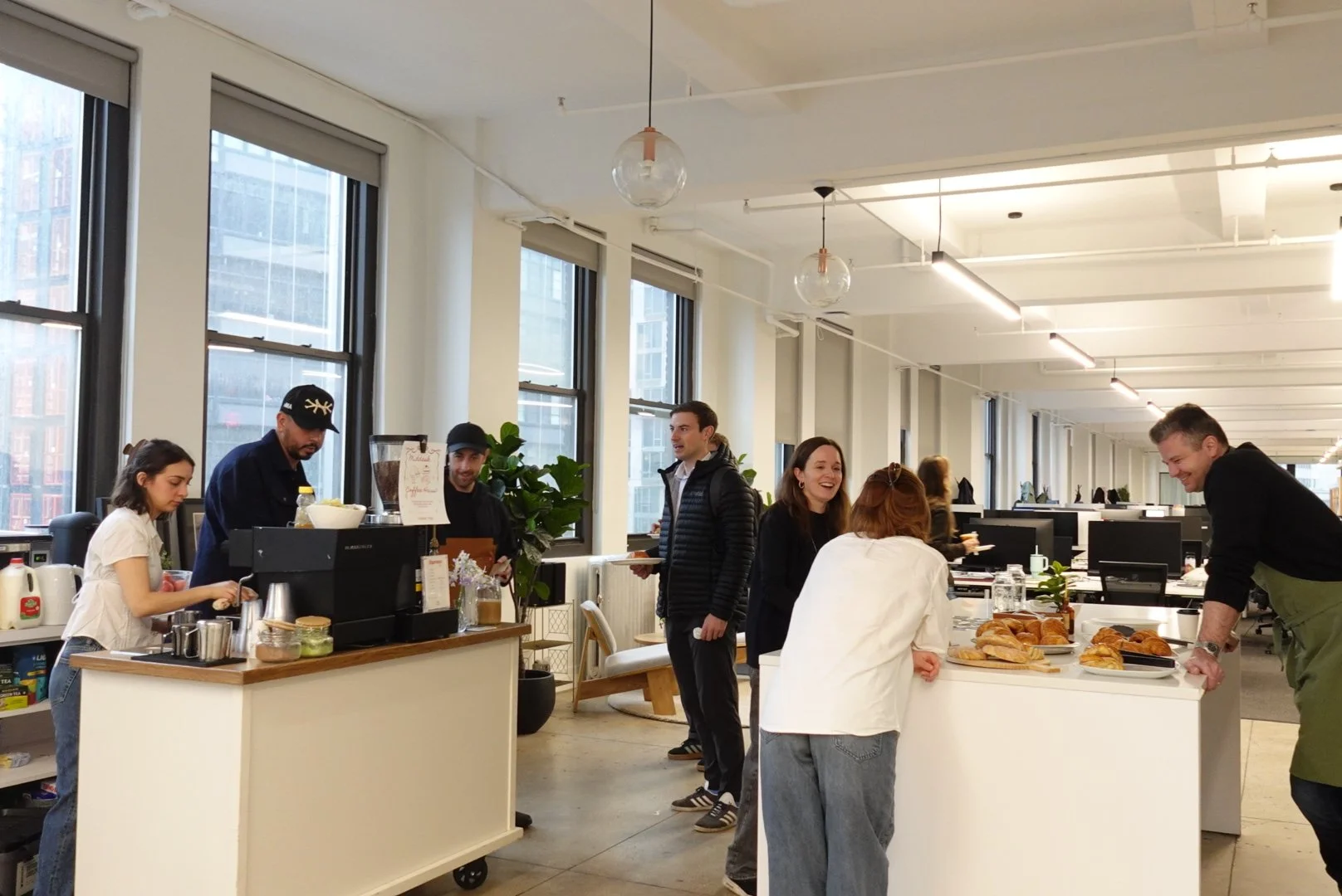 coffee cart nyc and mobile baristas making coffee for the team