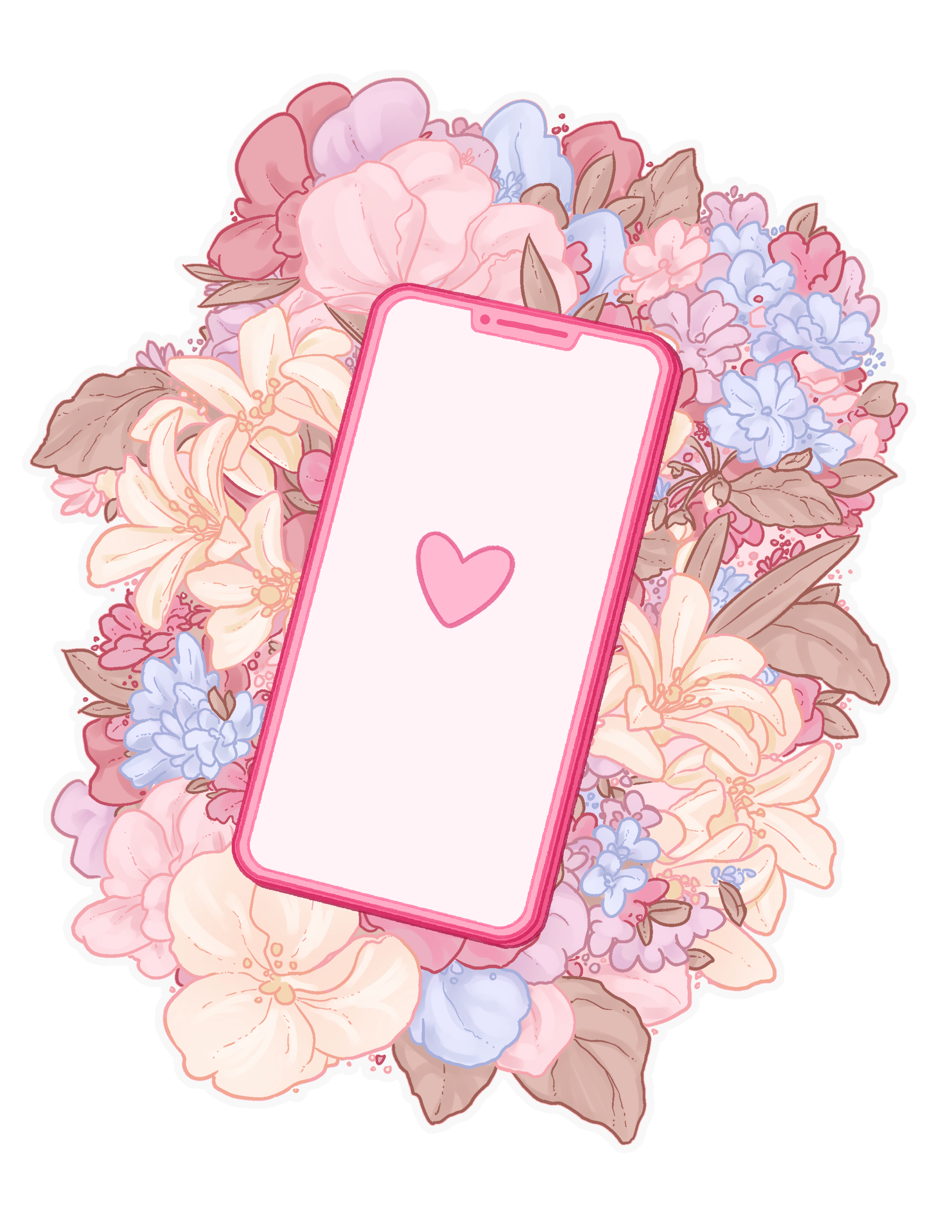 Phone With Flowers Art.png