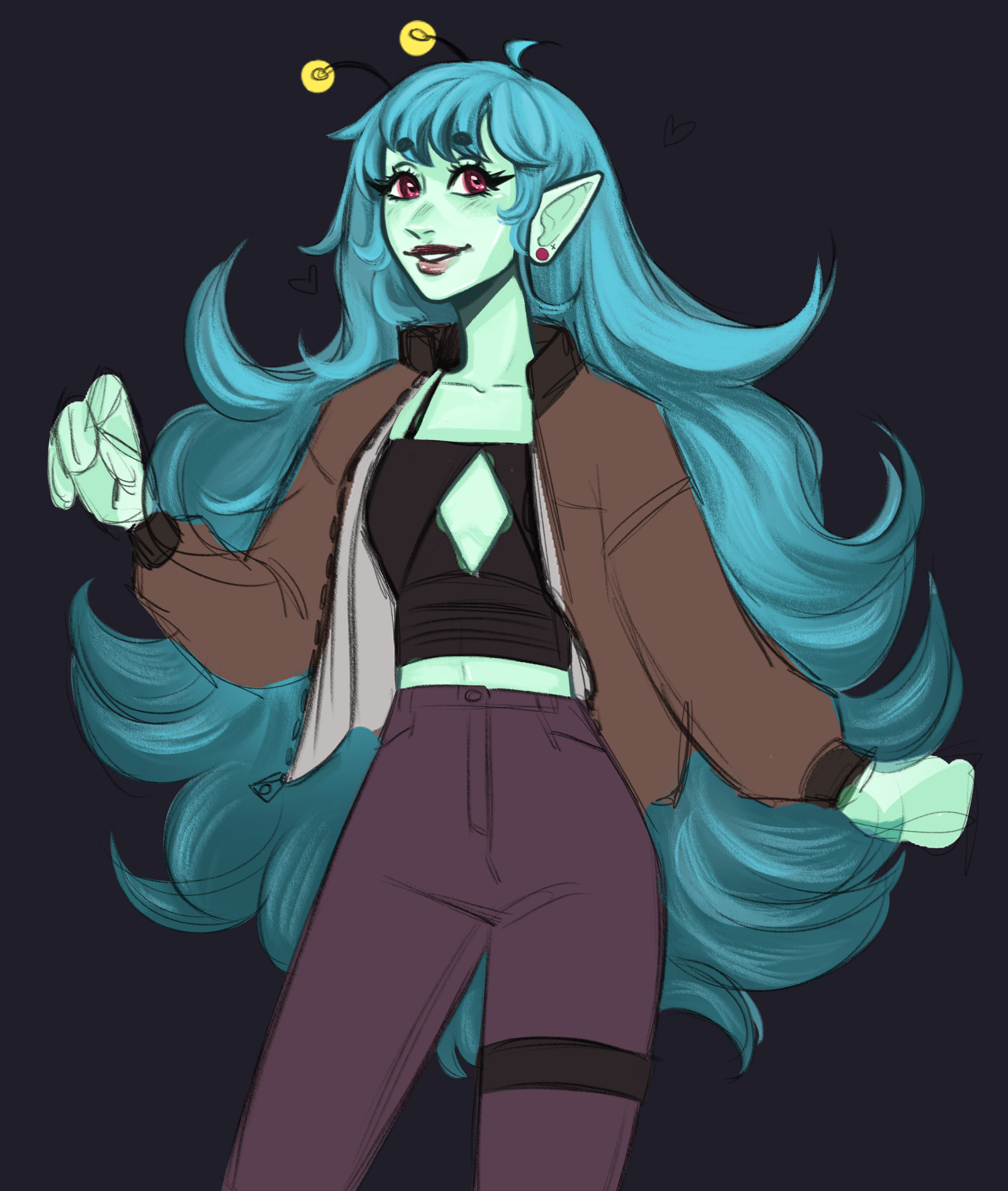 Alien Girl With Color Sketch.png