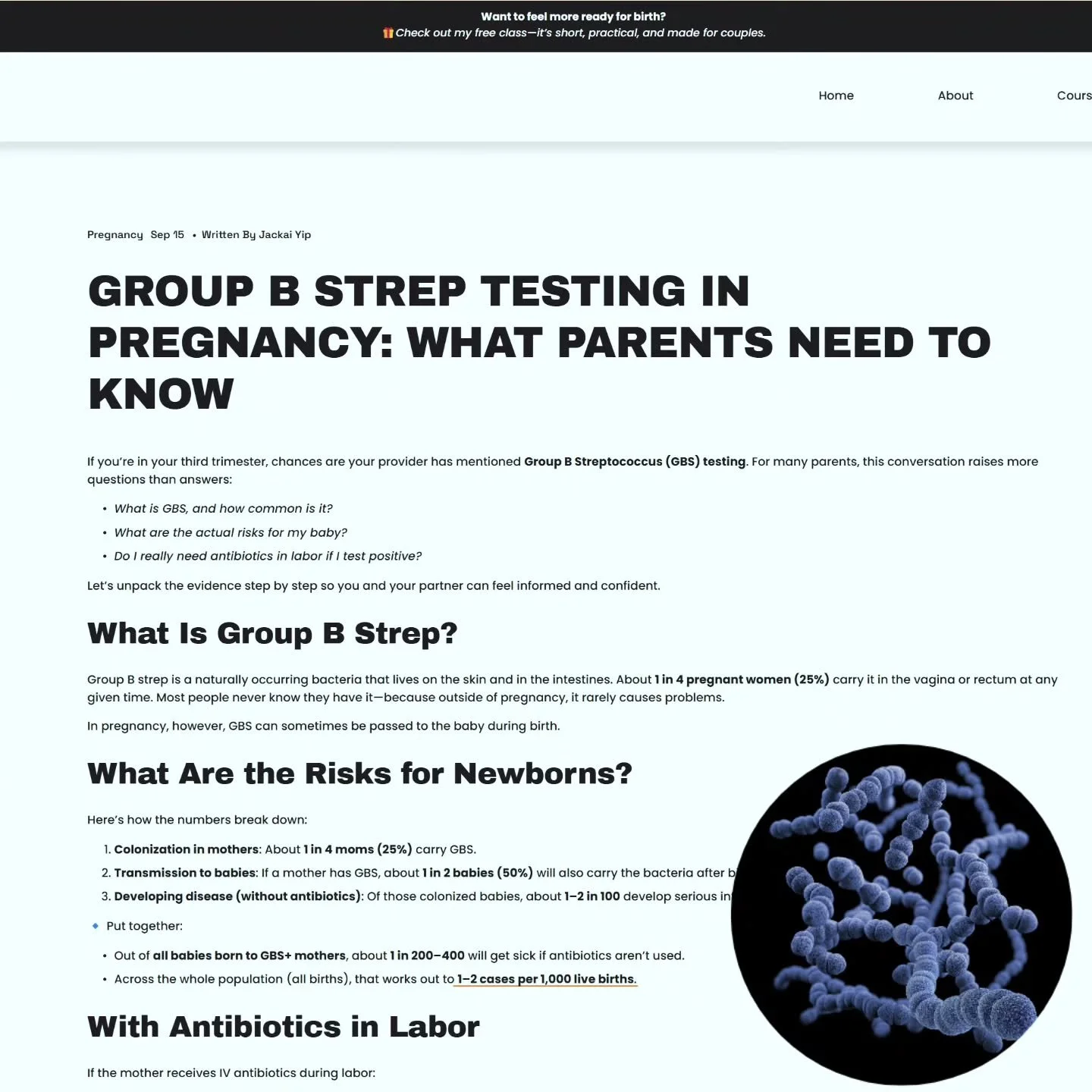 One of my students recently asked me:
&lsquo;What&rsquo;s the deal with Group B Strep?&rsquo;

👉 You&rsquo;re not alone&mdash;this is one of the most common questions first-time parents ask me.

That&rsquo;s why I wrote a whole blog post breaking it