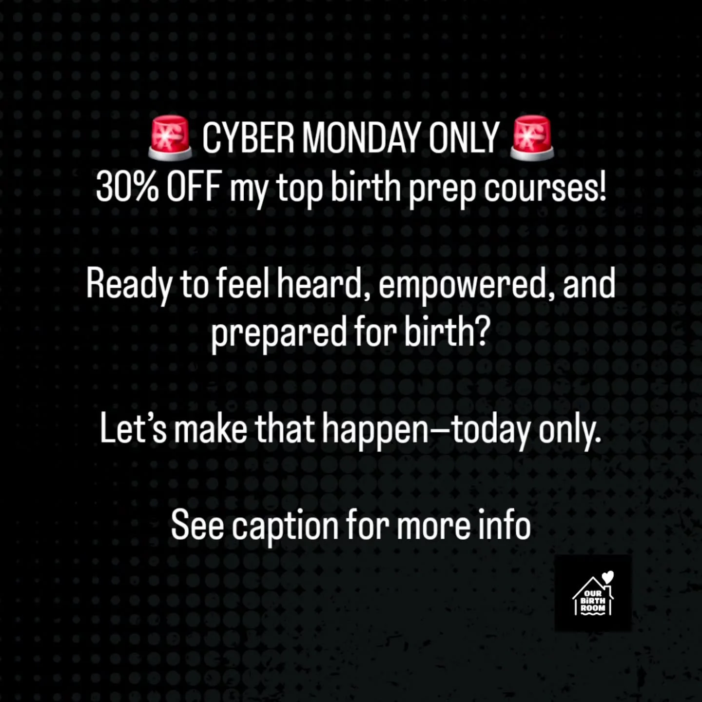Here&rsquo;s what&rsquo;s on sale ⬇️

👉 Birth Advocate Blueprint
1-hour mini course + toolkit to help you speak up and work with your care team like a boss.
Normally $47 &rarr; Now $32.90

👉 Our BirthRoom Academy
Comprehensive, on-demand course to 