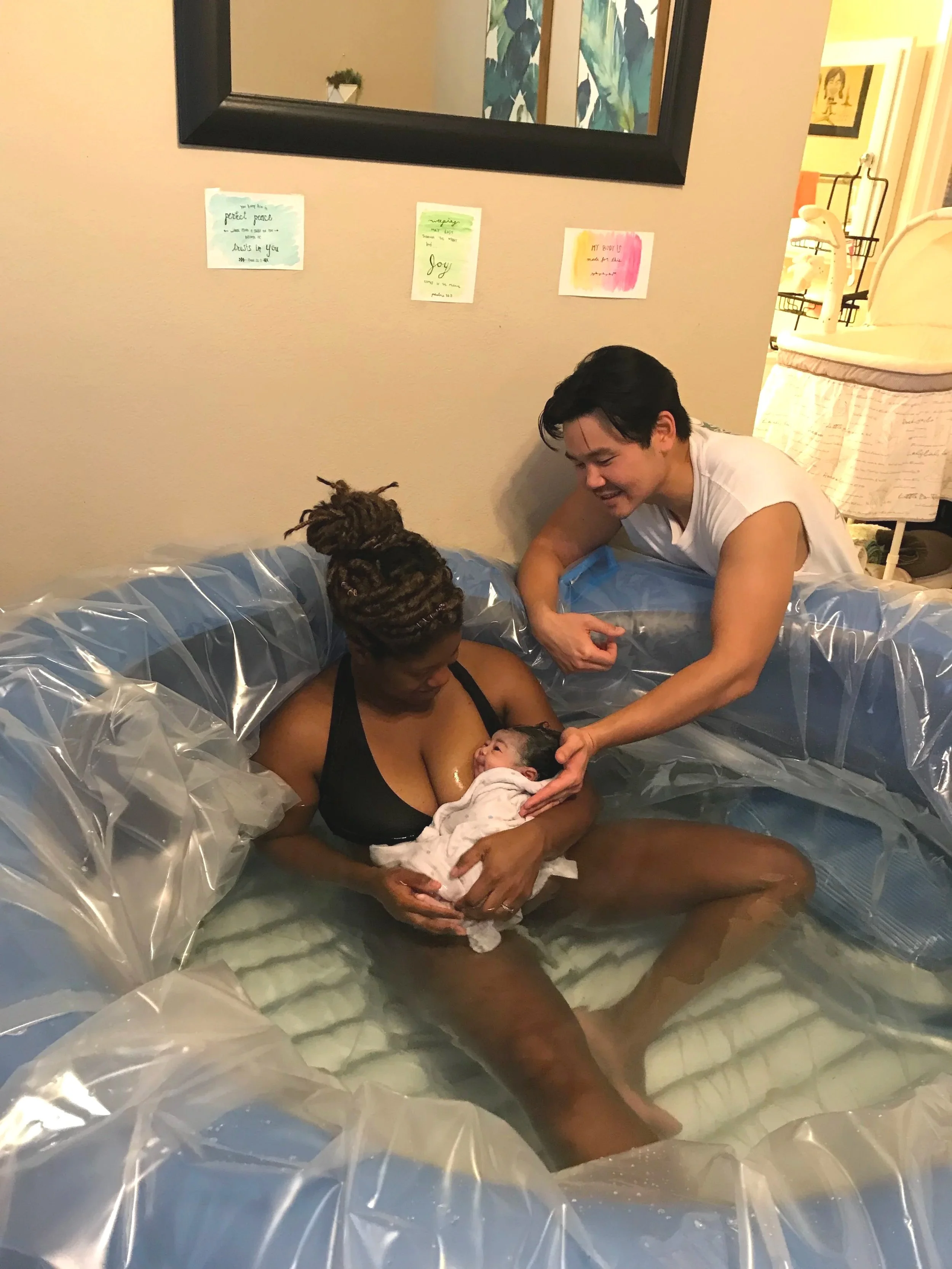 Interracial Family Water Birth