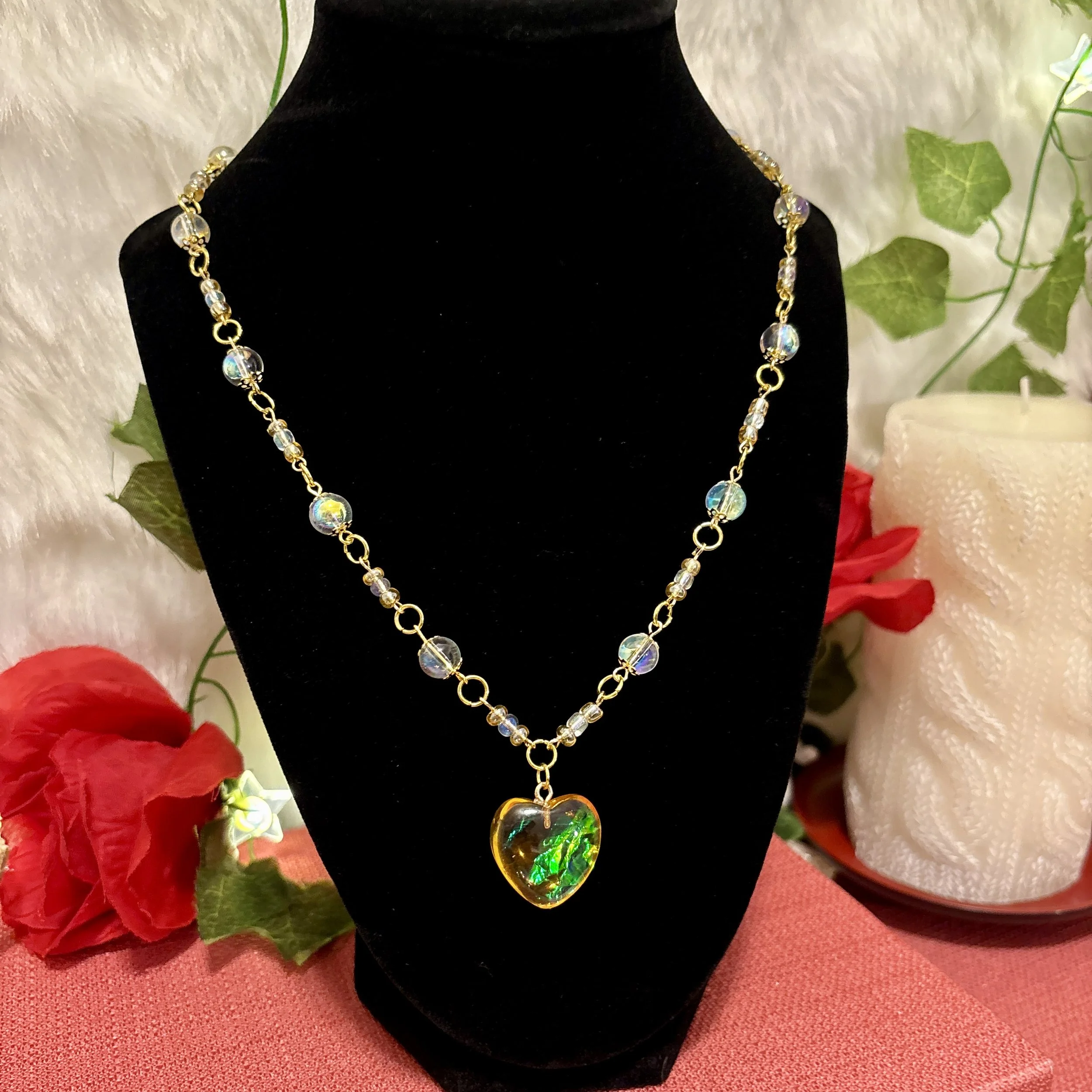 Golden Glimmer Heart Necklace