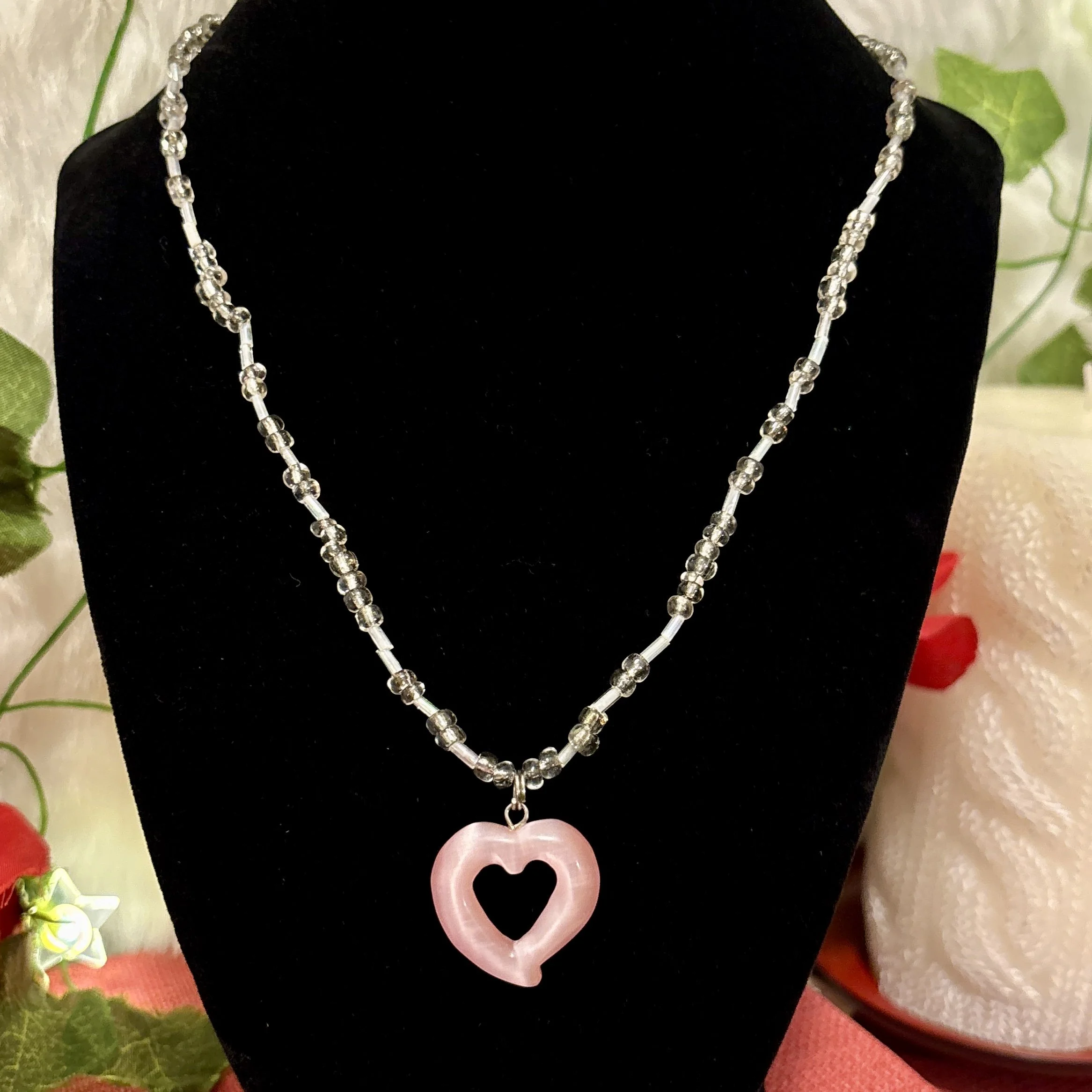 Hollow Heart Cat's Eye Necklace