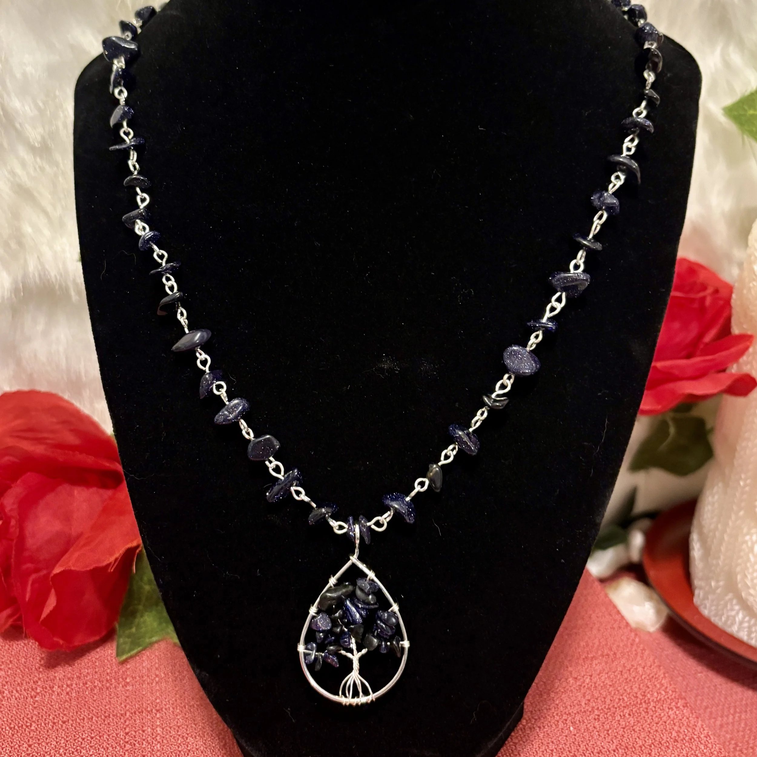Lapis Lazuli Teardrop Tree of Life Necklace
