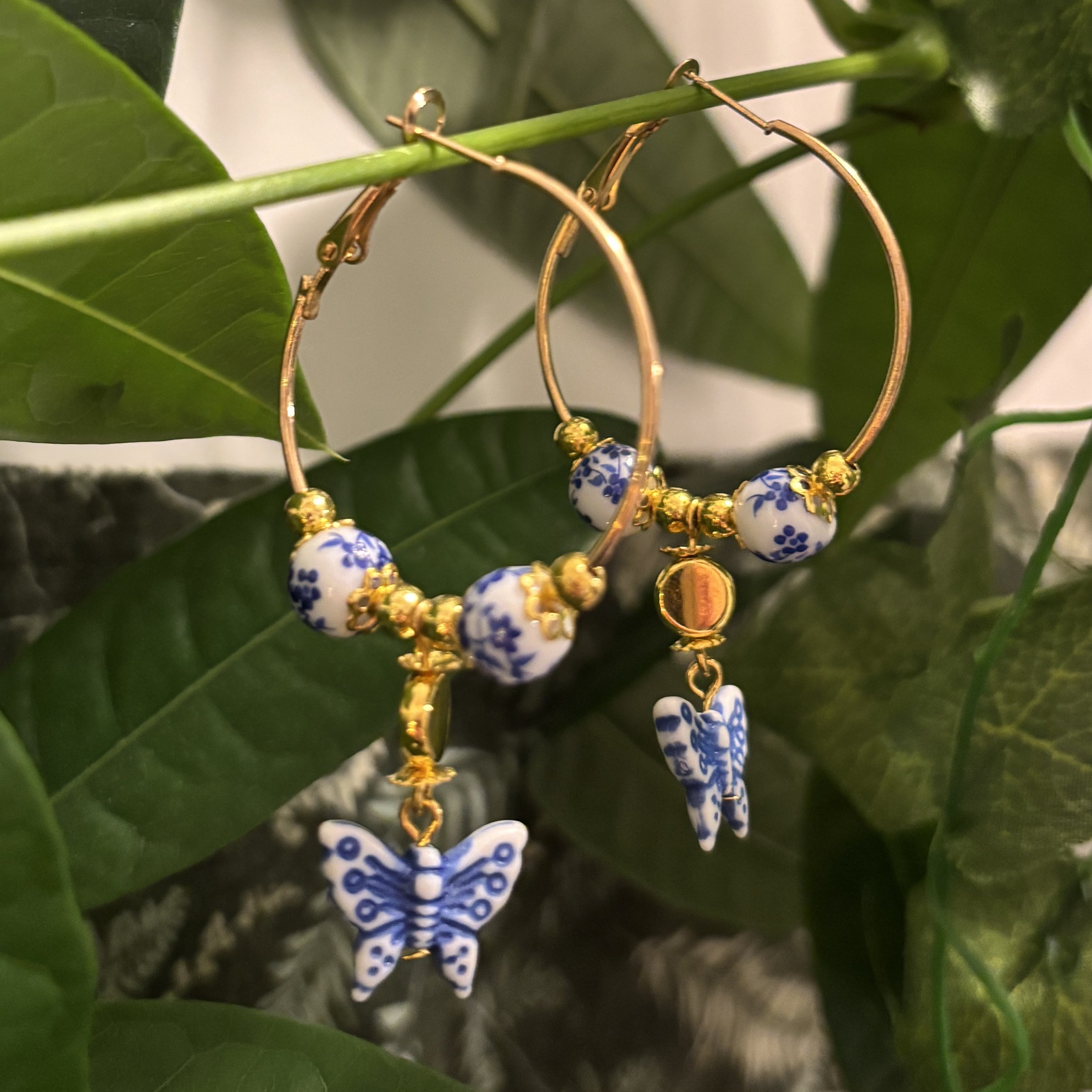Butterfly in a China Shop Hoop Earrings