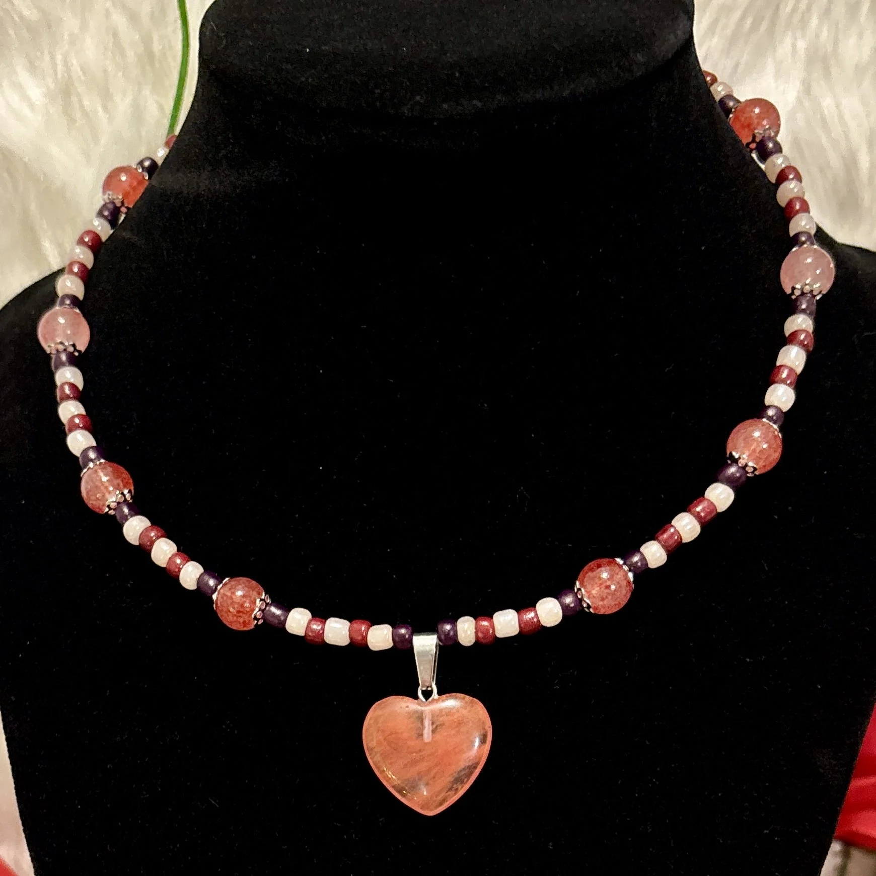 Rose Quartz Heart Choker