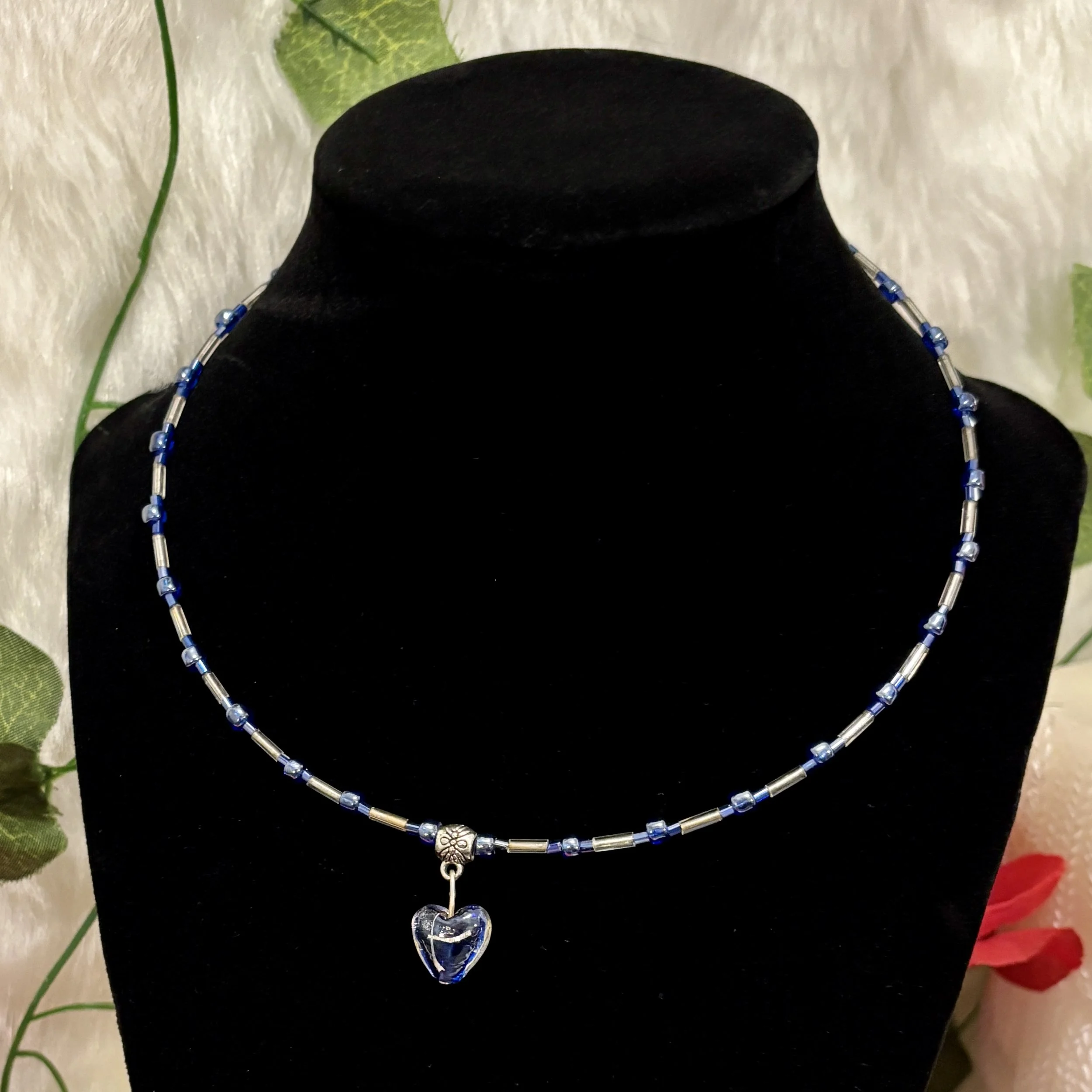 Lampwork Glass Heart Choker