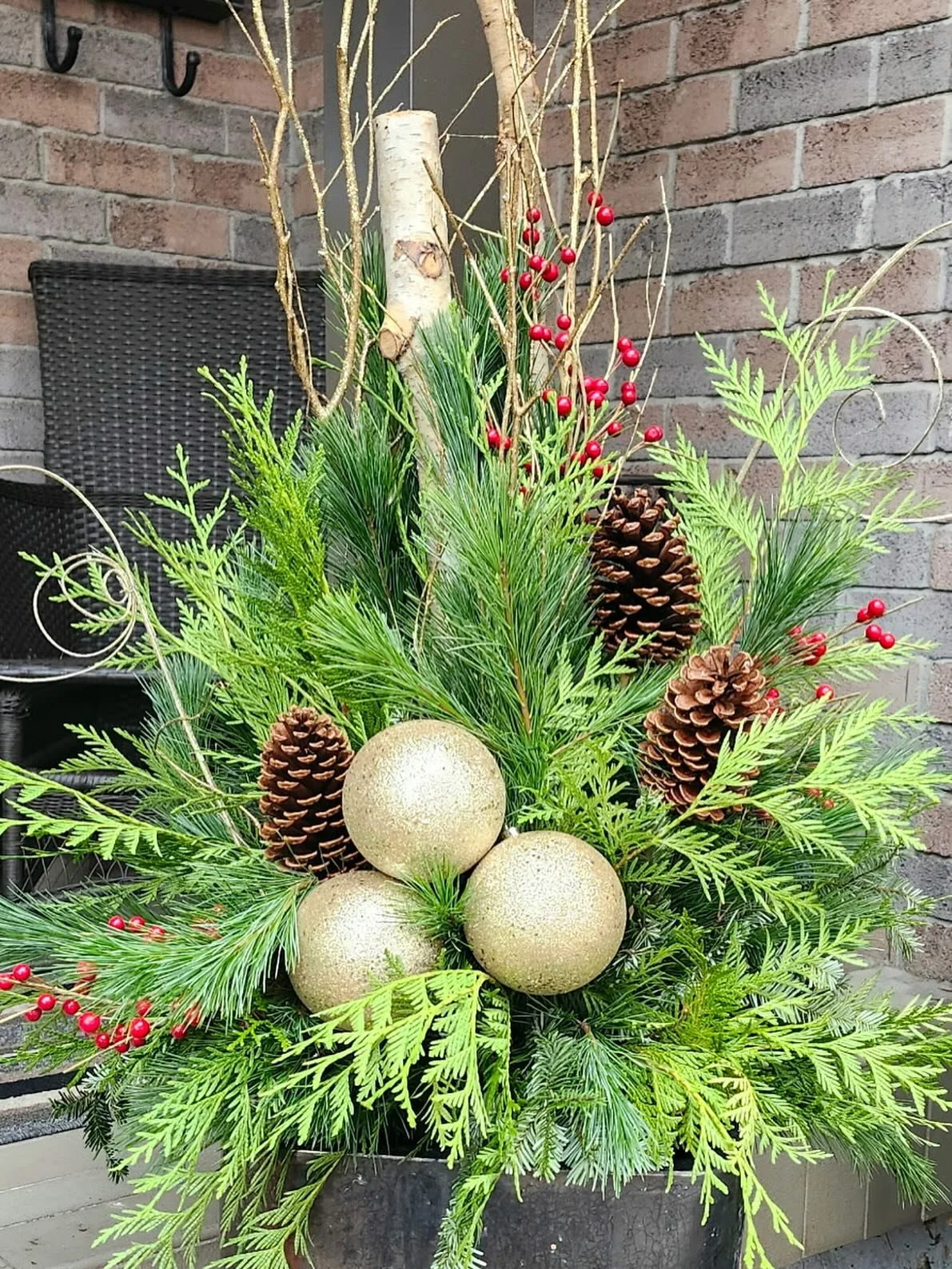 It&rsquo;s beginning to look a lot like Christmas!! I love making these winter green arrangements.  Add one to your favorite pot on your front porch and it makes it feel like the holiday season! 💕