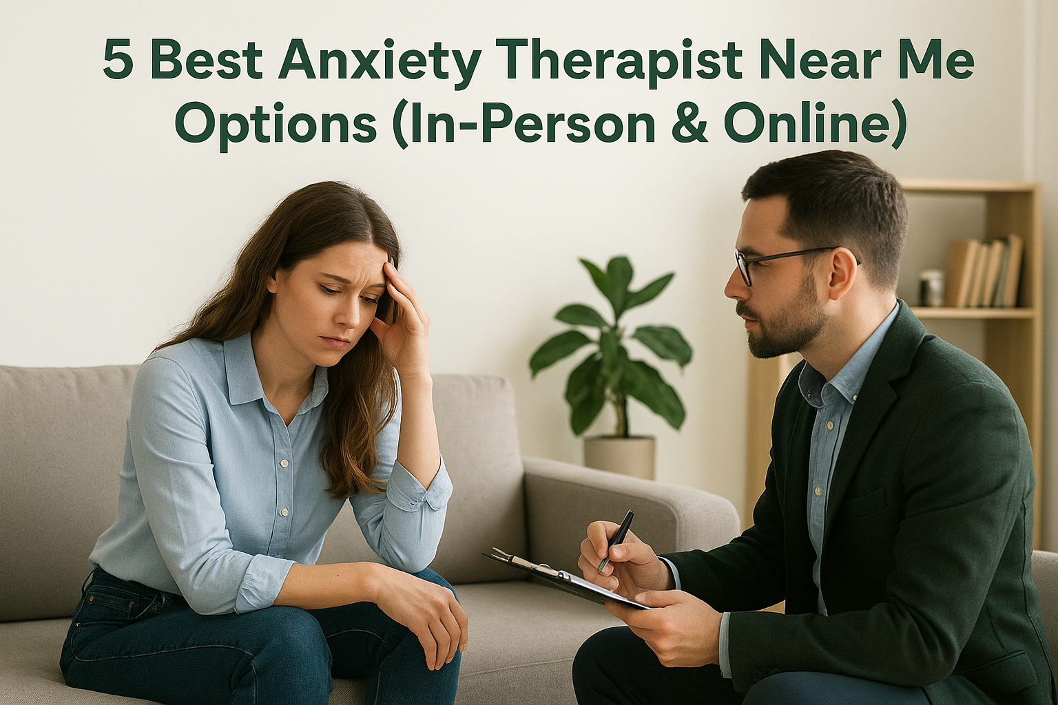 5 Best Anxiety Therapist Near Me Options (In-Person &amp; Online)