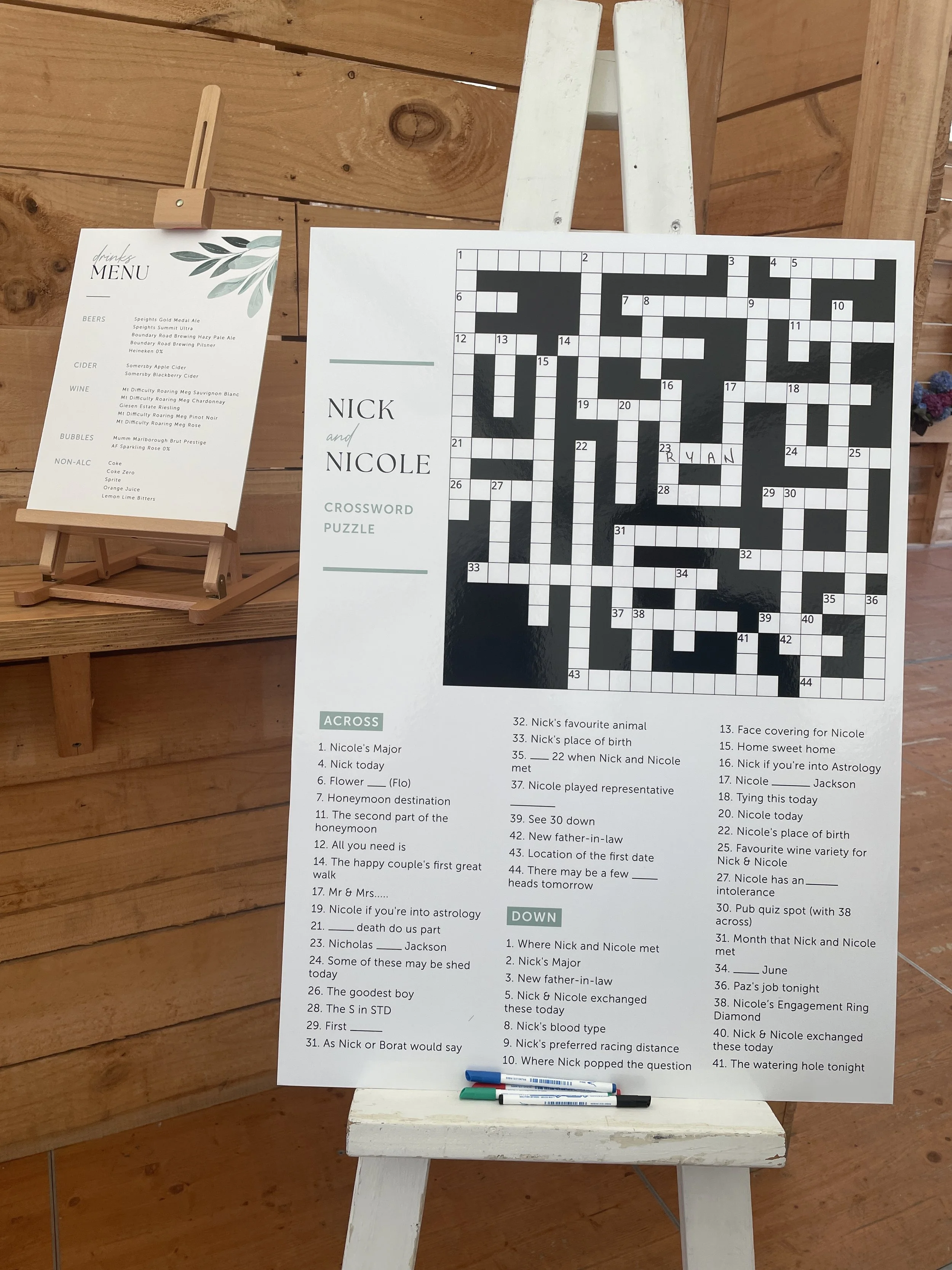 Wedding Crossword & Menu