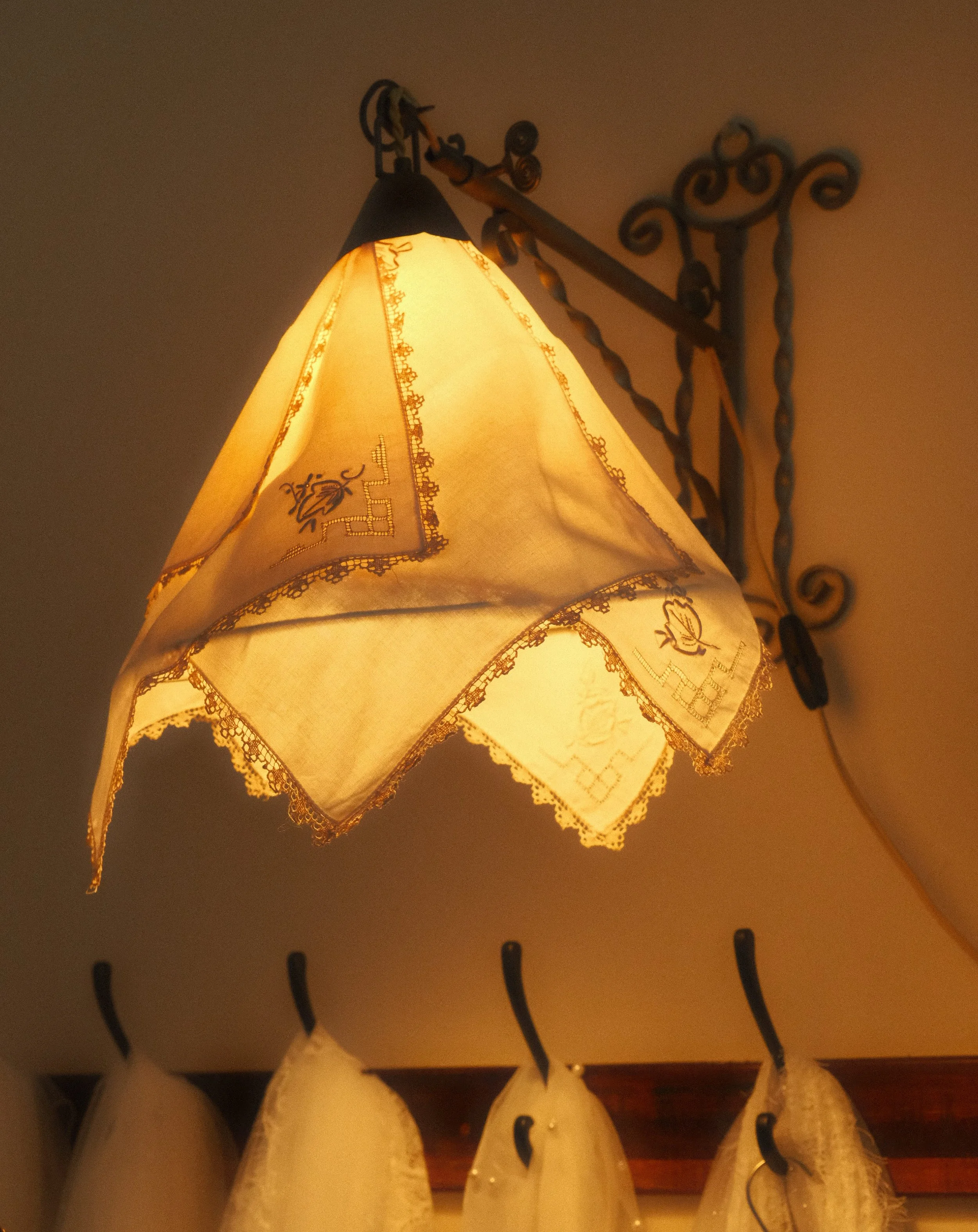 Hand made embroider lamp in our bridal studio