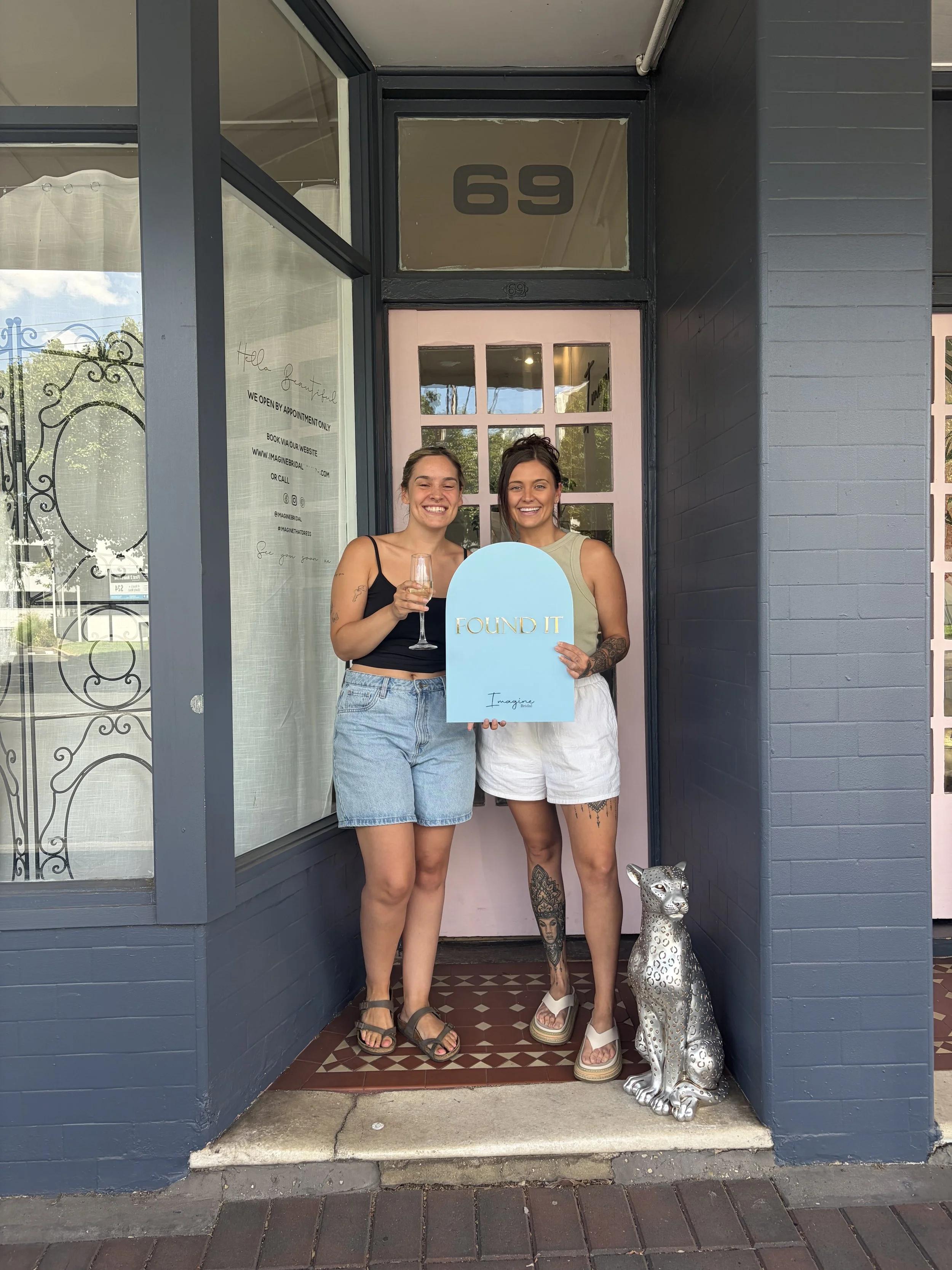 Brides on the imagine bridal doorstep celebarting their I said yes and found my gown moment in Adelaide on Payneham road