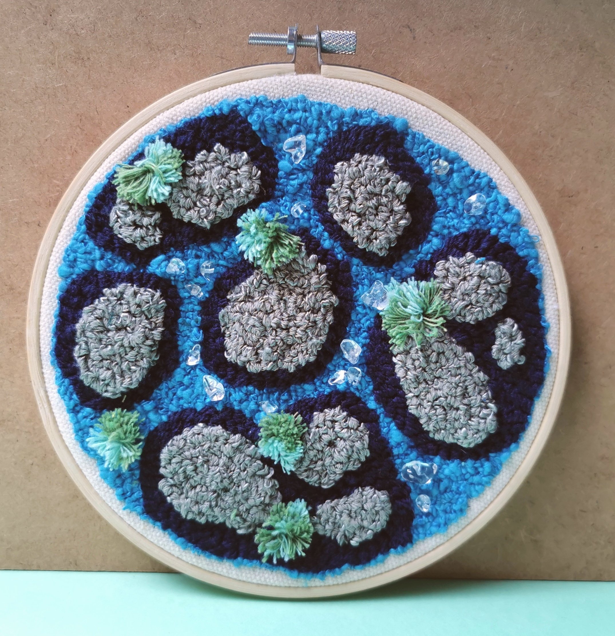 "Stones In Water" Punch Needle Art