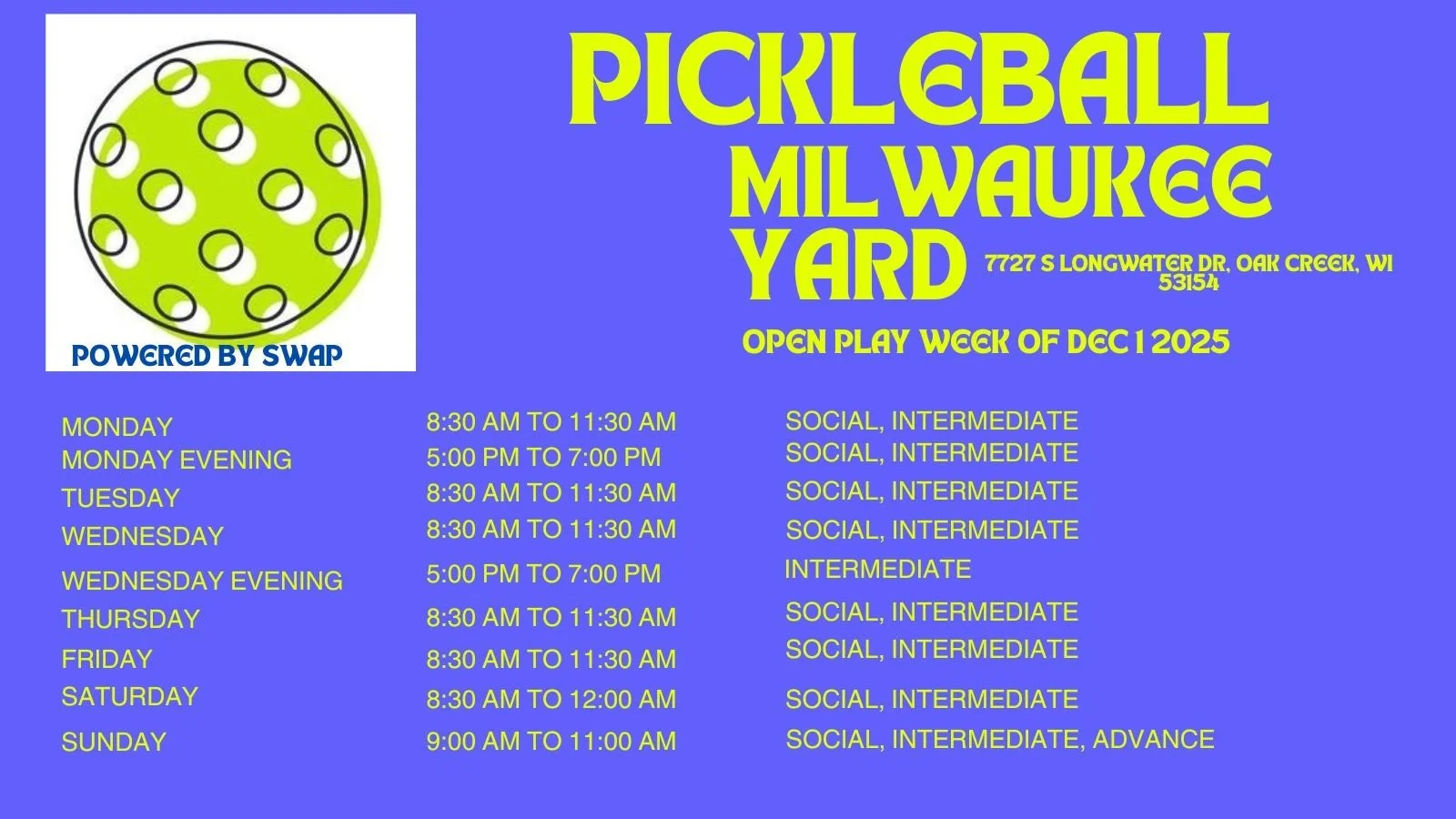 Open Play – Social &amp; Intermediate