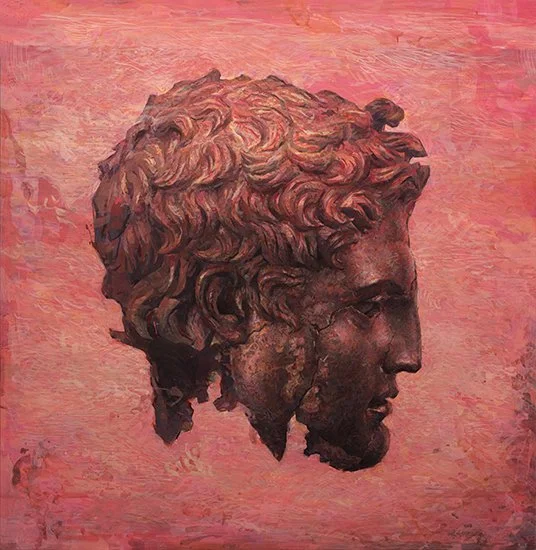 "Ozymandias" original handmade fine art painting by hispanic american fine artist Julio Reyes, contemporary master - egg tempera painter.