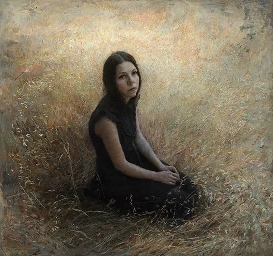 Flower of the Field - oil painting on panel by contemporary figurative Julio Reyes