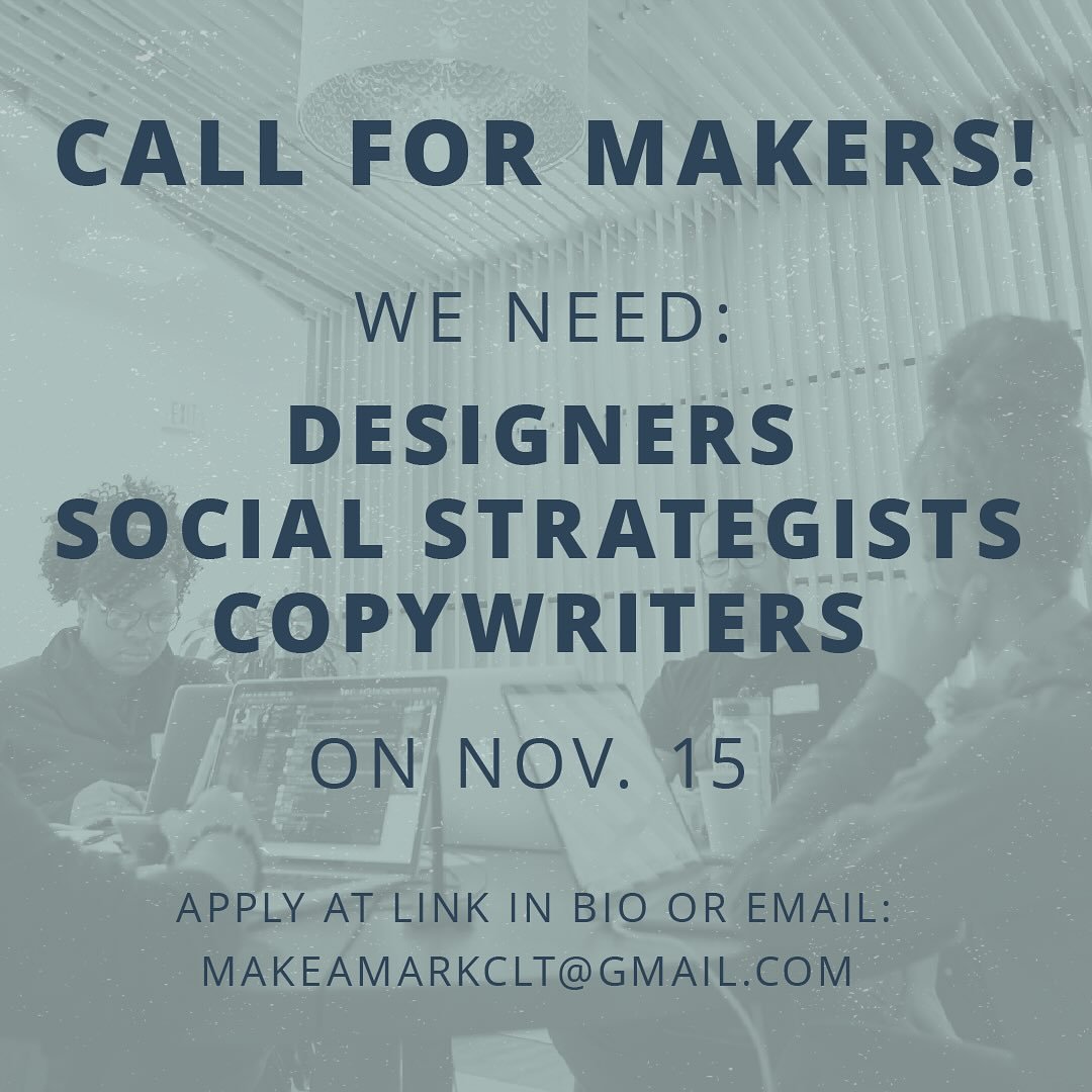 We would love to support as many nonprofit orgs this year as we can, and every maker matters. As we&rsquo;re finalizing teams, we&rsquo;re realizing needs. Are we looking for you? 

Based on a few projects, we especially need designers, social strate