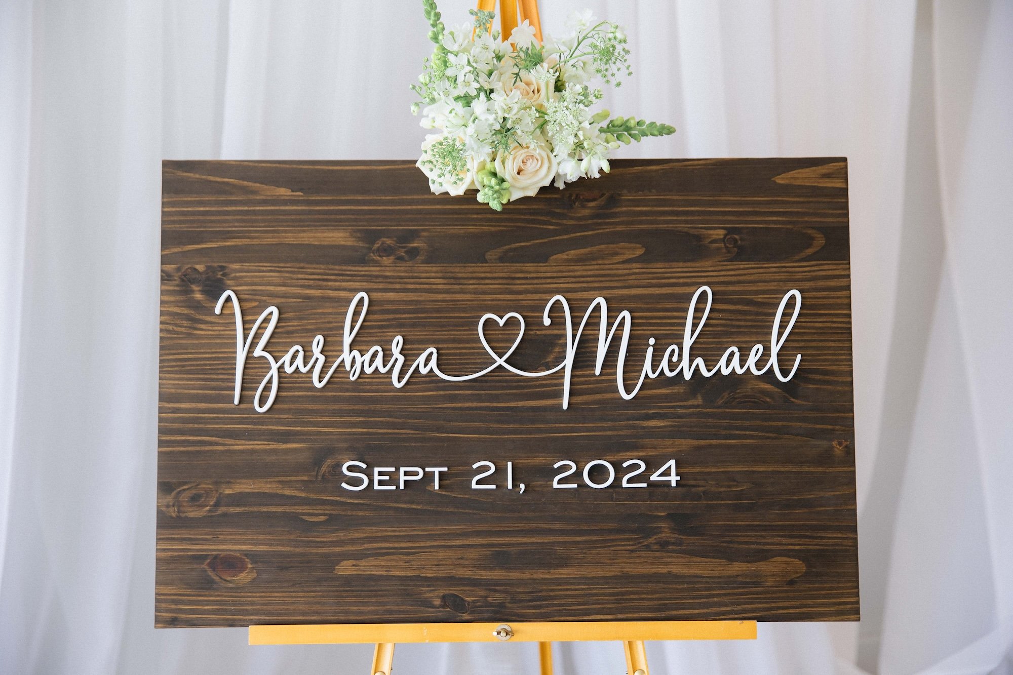 Wedding reception sign for Barbara & Michael at the sagamore resort in Bolton Landing on Lake George NY