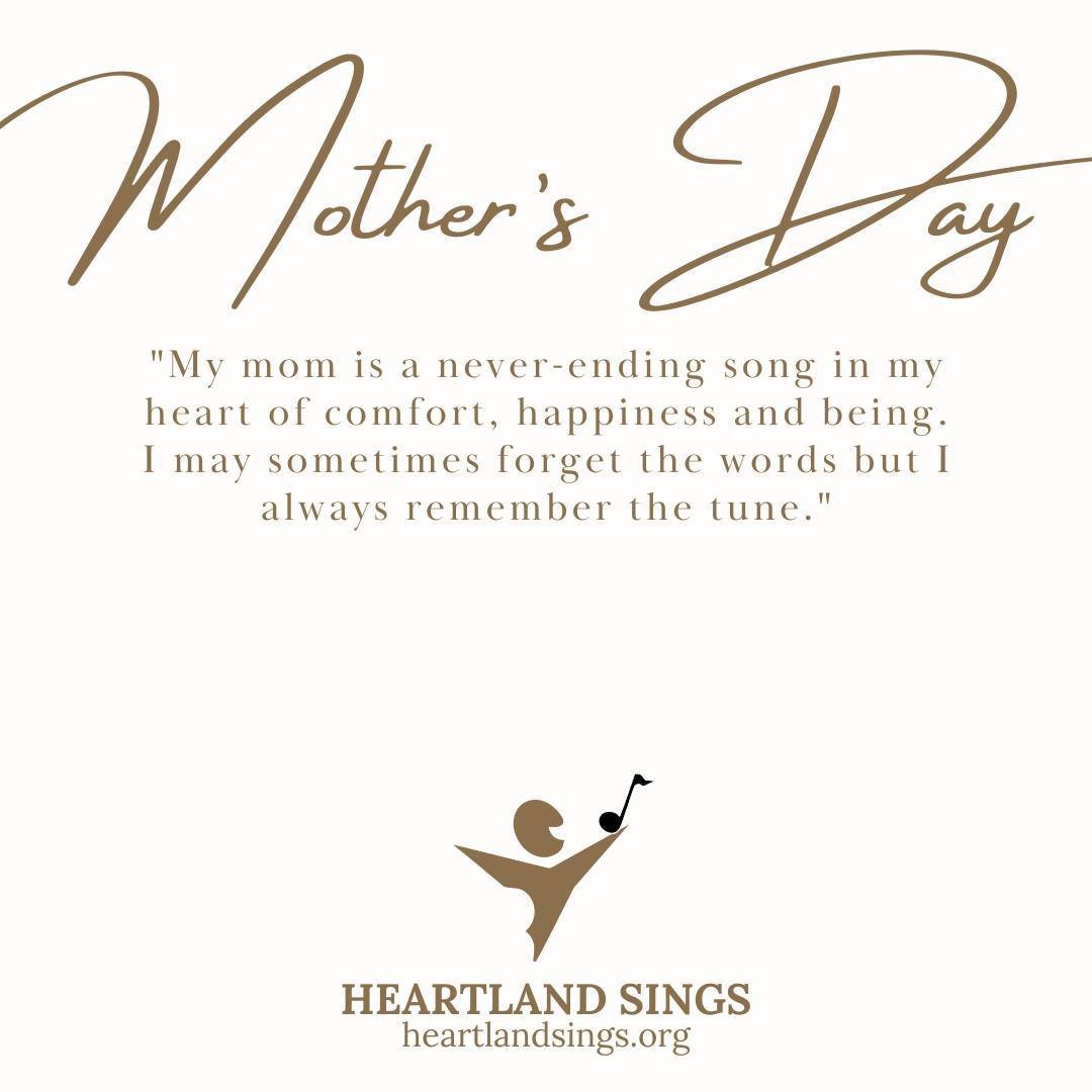 Happy Mother's Day from all of us at Heartland Sings! Wishing all the wonderful moms a day filled with love, joy, and beautiful music. 💐🎶