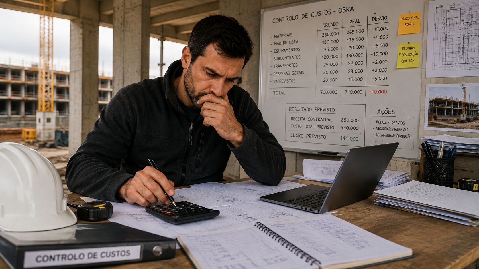 A tua obra deu 6% de margem em vez de 15%. Sabes dizer porquê?