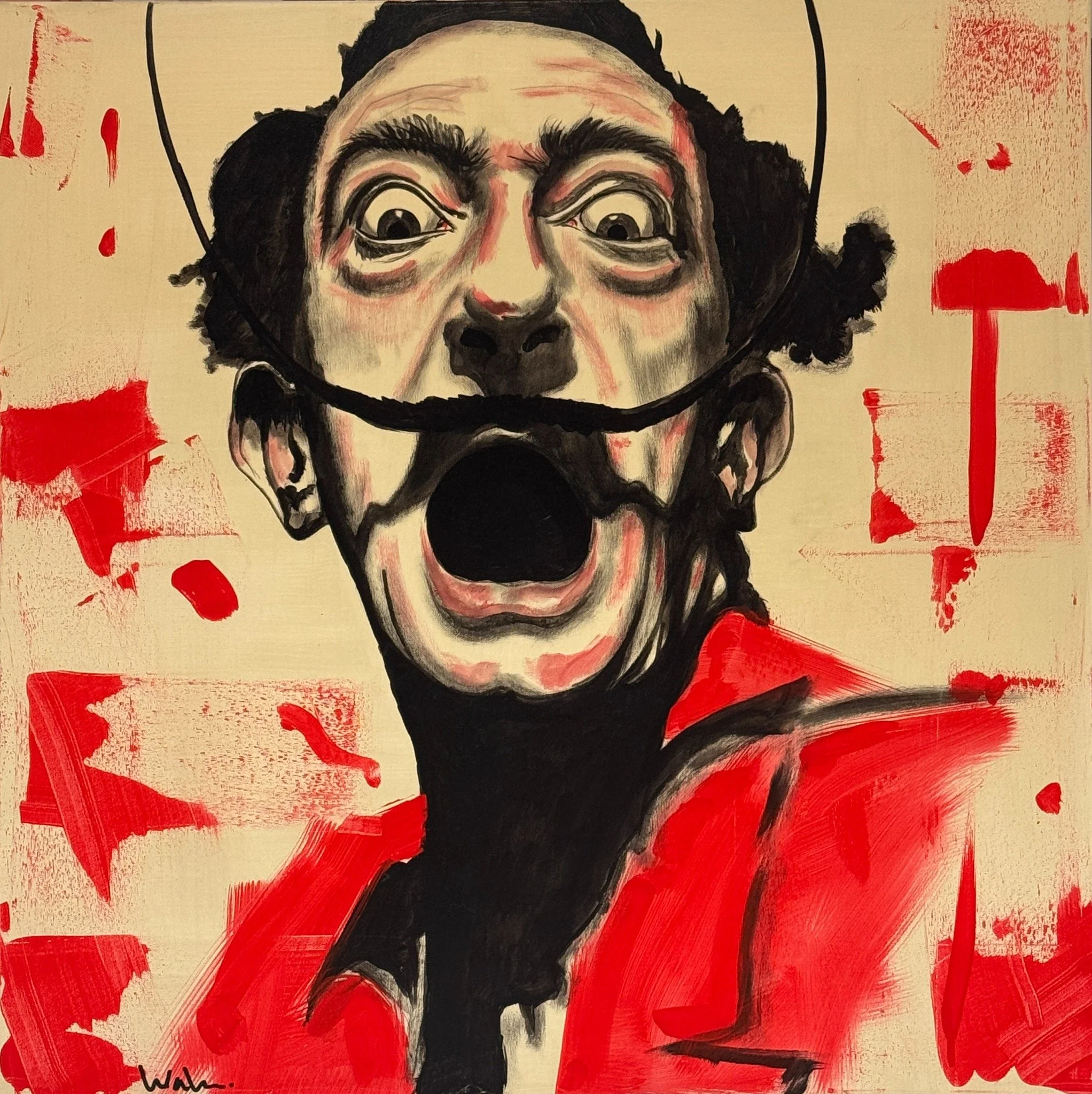 Cuadro Grita Dalí inspirado en Salvador Dalí pintado en acrílico sobre lienzo de 100x100 cm.