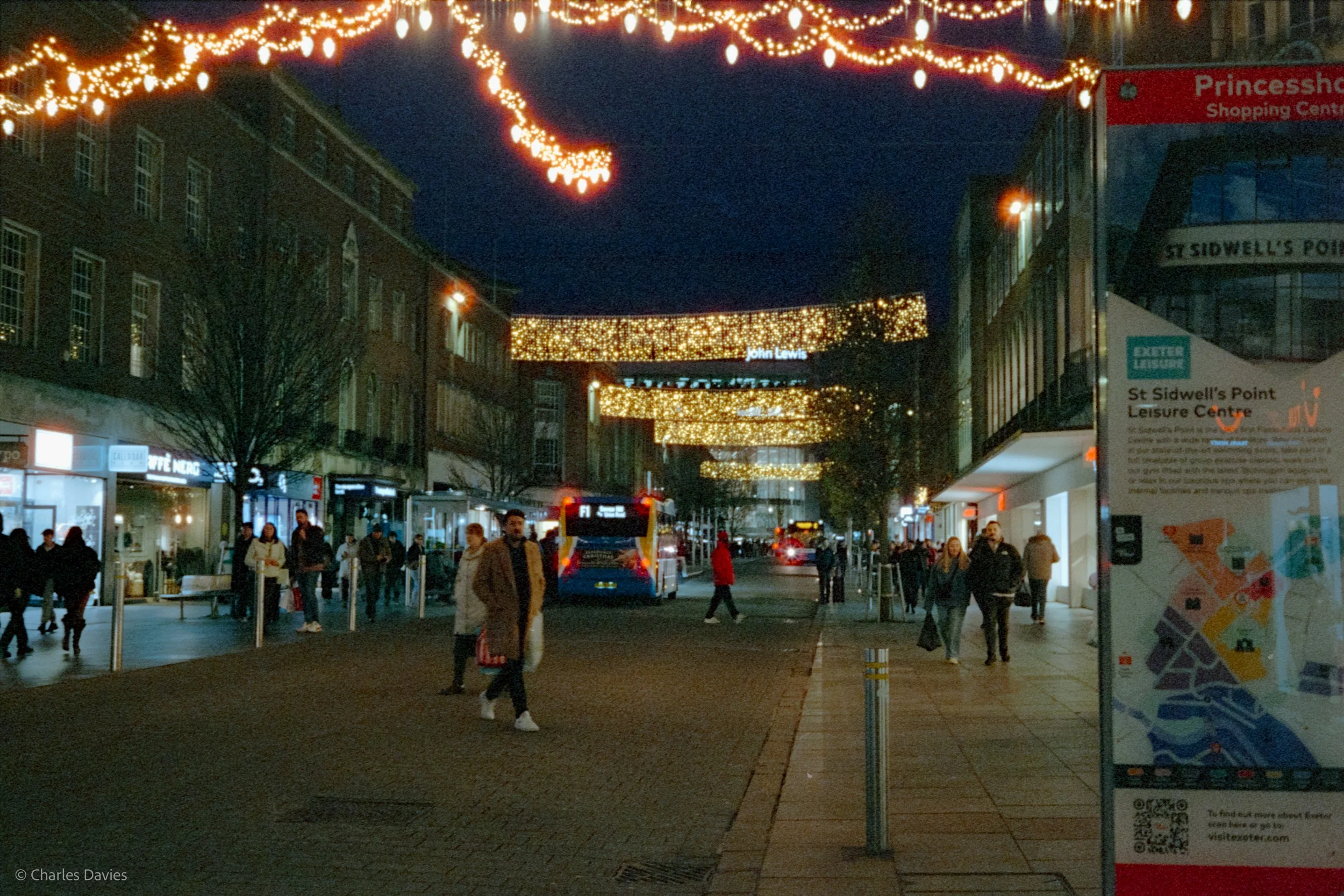 Roll 16 - 2024 - Europe - United Kingdom - Exeter - Cinestill 800T - Olympus 35DC - 35mm - Film - Colour - Night time 