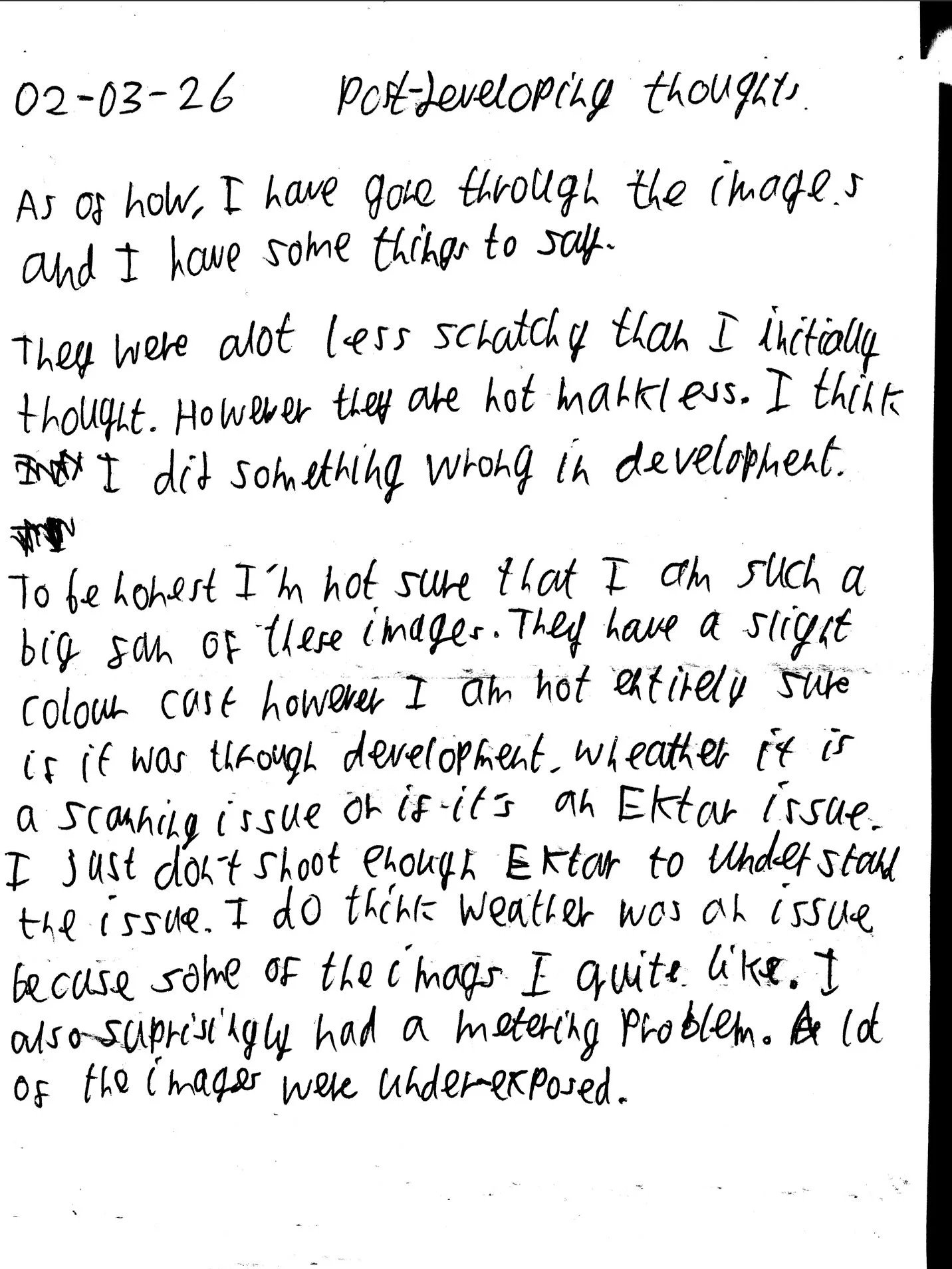 Post-Developing Thoughts 