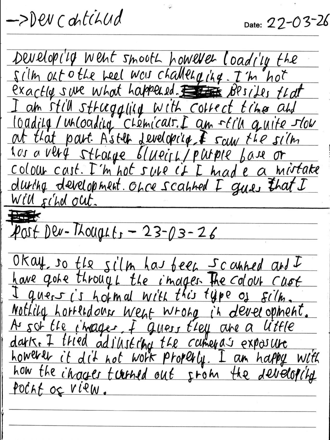 Developing Part Two/Post-Developing Thoughts 