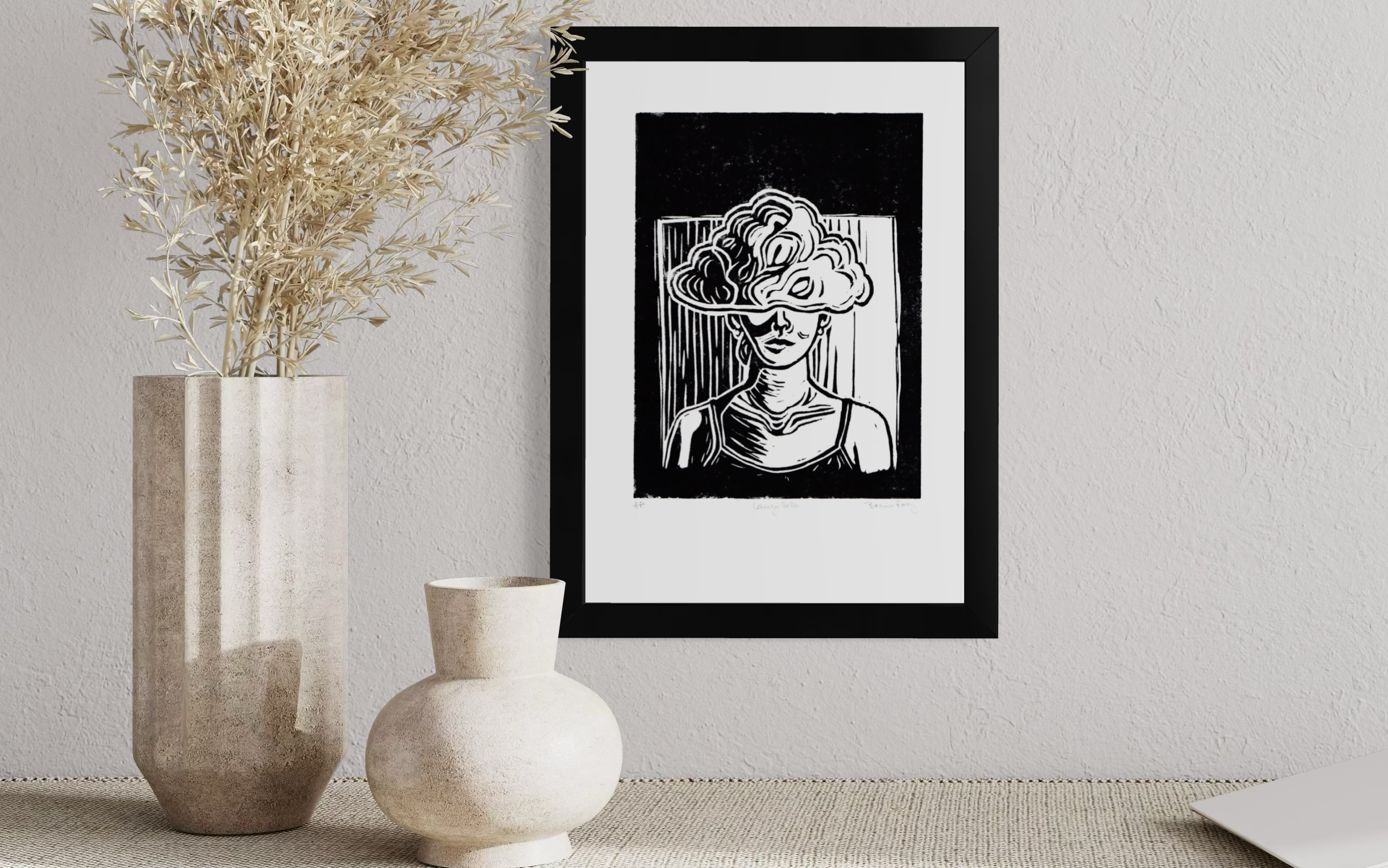Brain Fog Linoprint