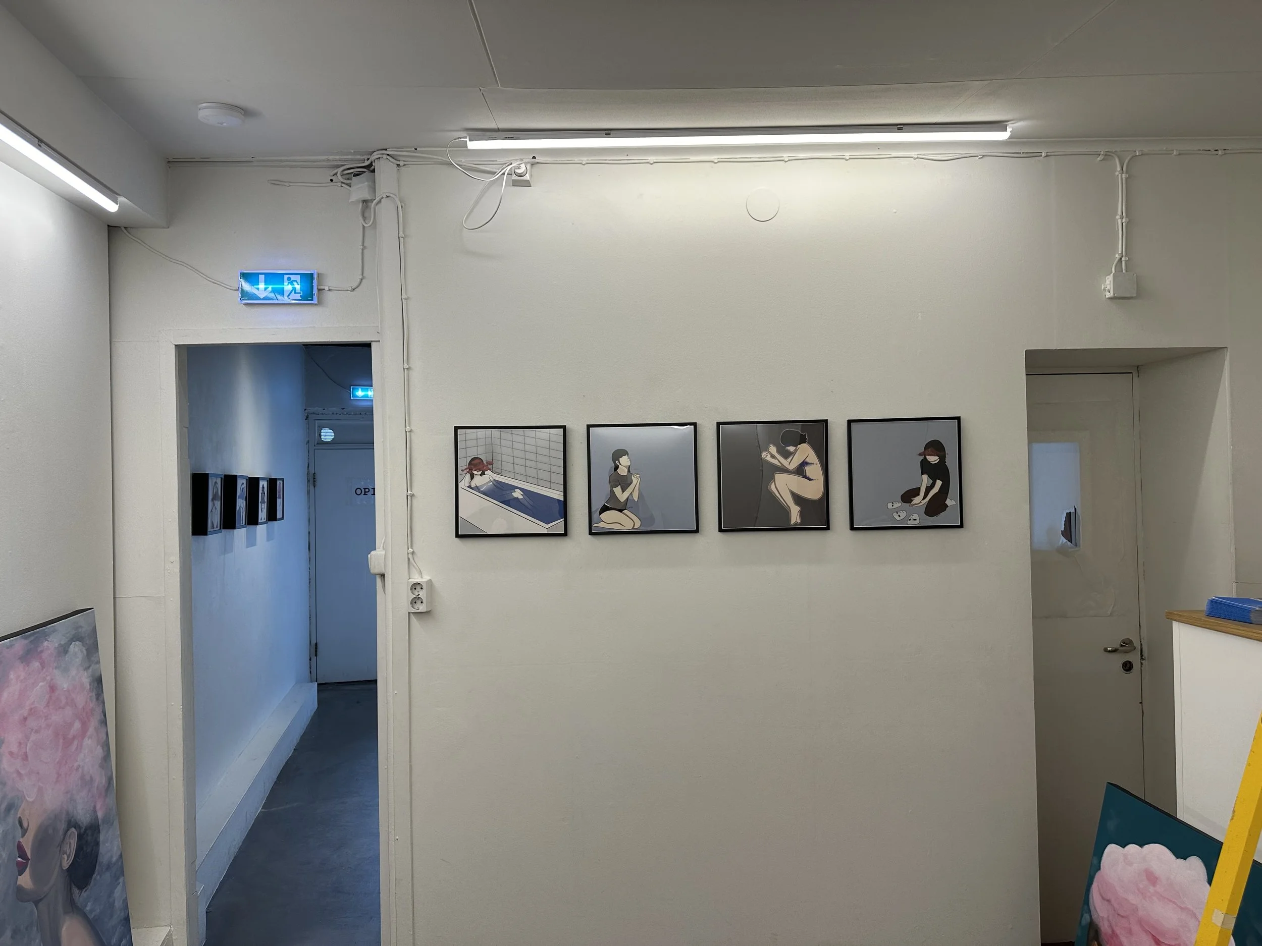 While setting up - paintings still on the floor