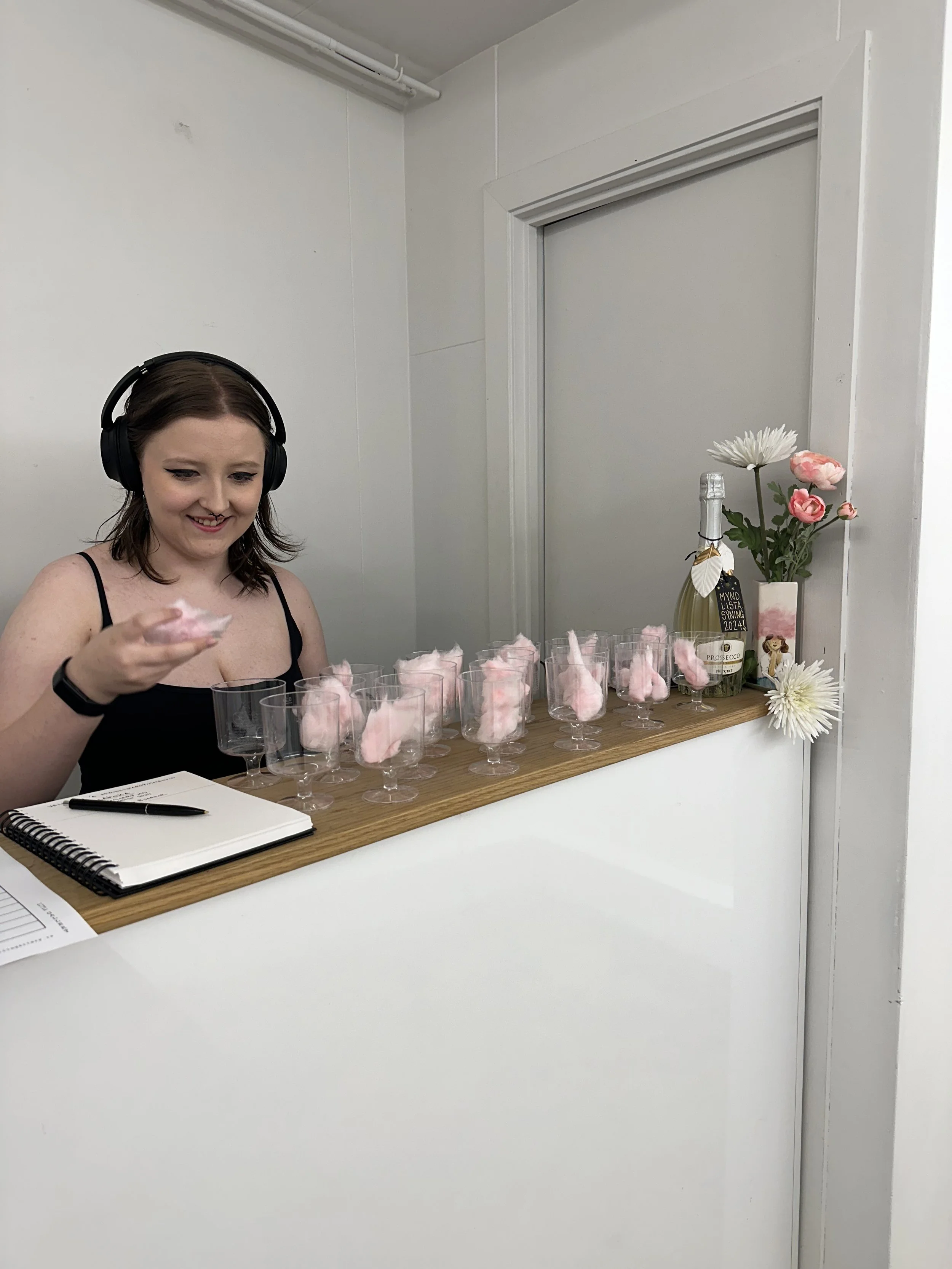 Bjartur preparing "Brain Fog drinks" - Pink candyfloss with sparkling wine or soda