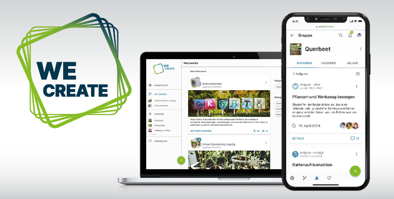 WeCreate Gruppe: Chat, Aufgaben und Dateien im Überblick – kostenloses Tool für Teams und Ehrenamt.