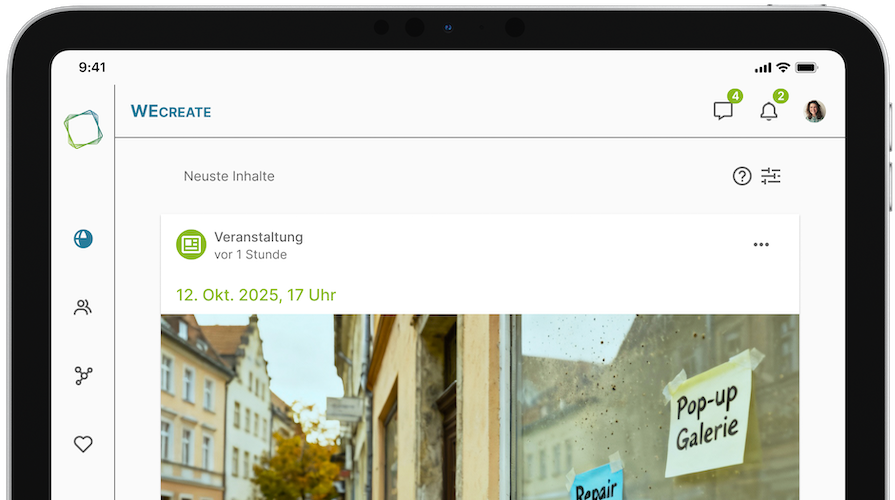 Zentrale Benachrichtigungen und Message Center in WeCreate