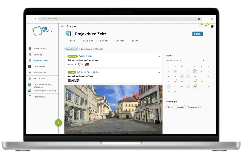 Digitale Organisationsplattform WeCreate im Einsatz für das interdisziplinäre Team in Zeitz.