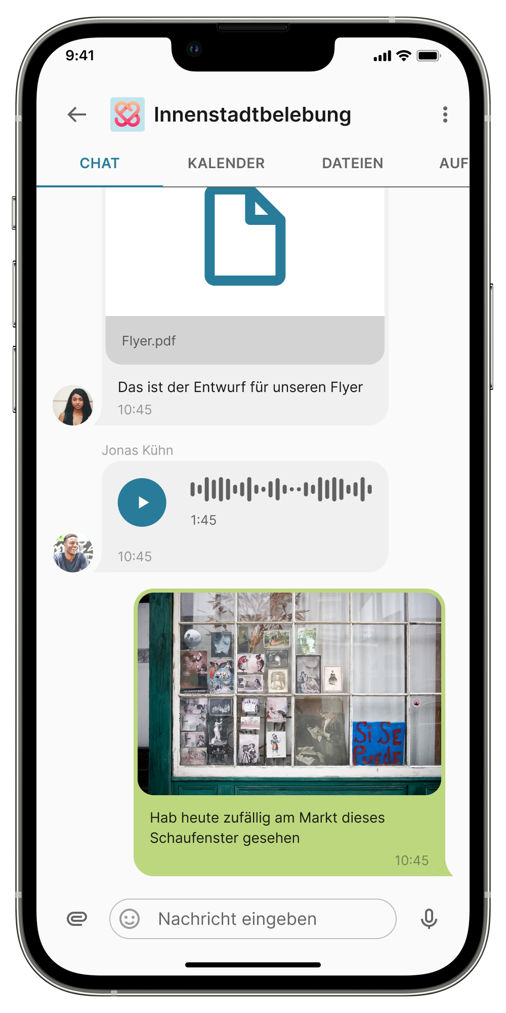 Handyansicht eines kommunalen Gruppenchats