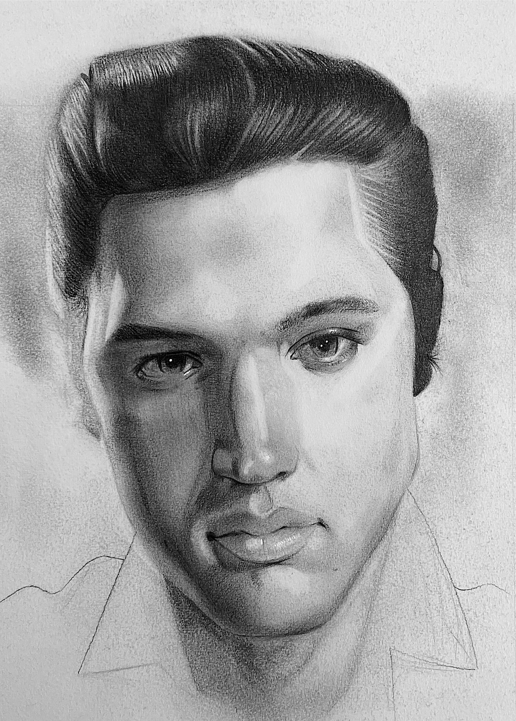 "Elvis," 2025, Graphite on Paper - 8" x 10" 