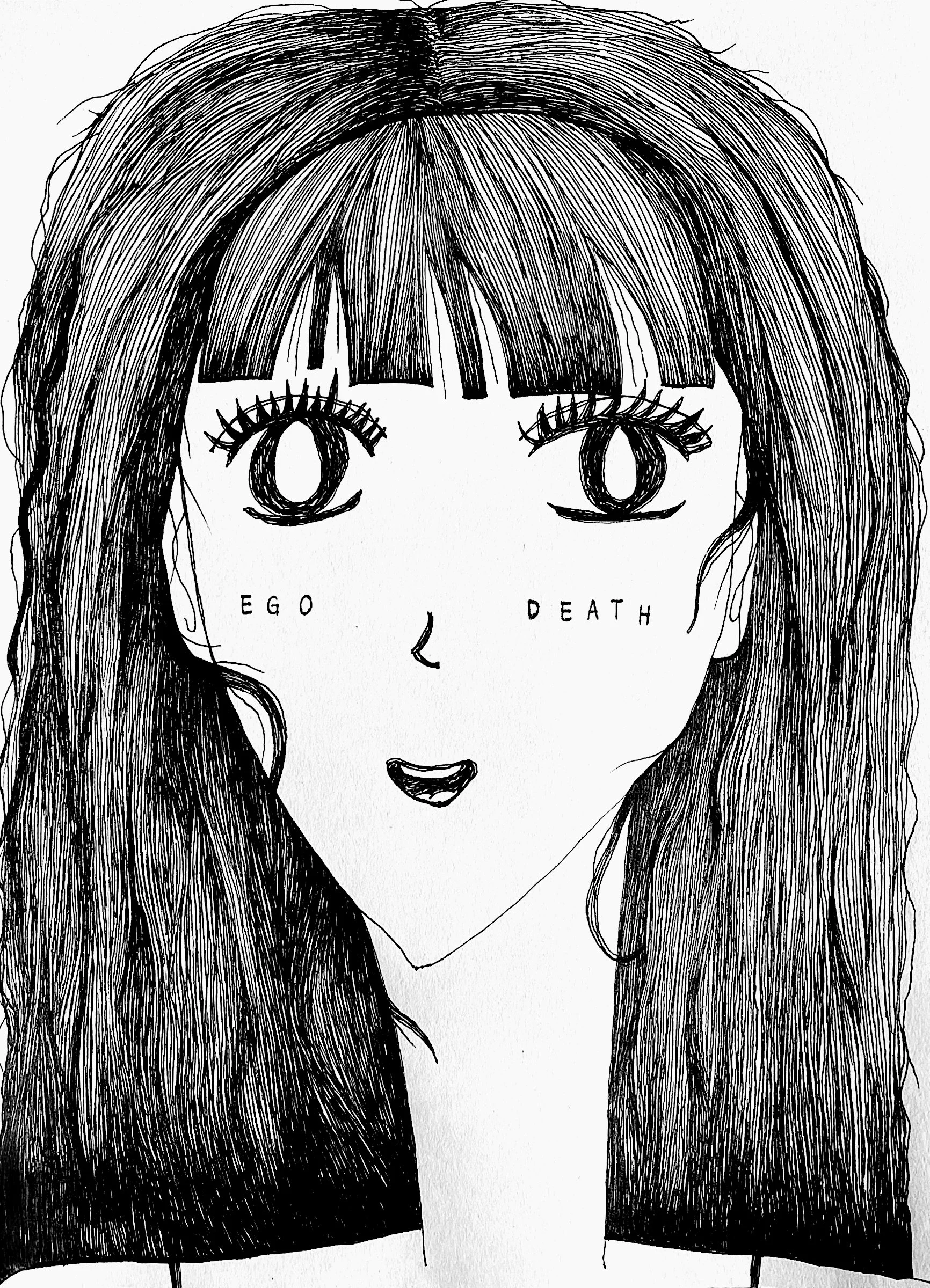 "Ego Death," 2026, Ink on Paper - 9" x 12"