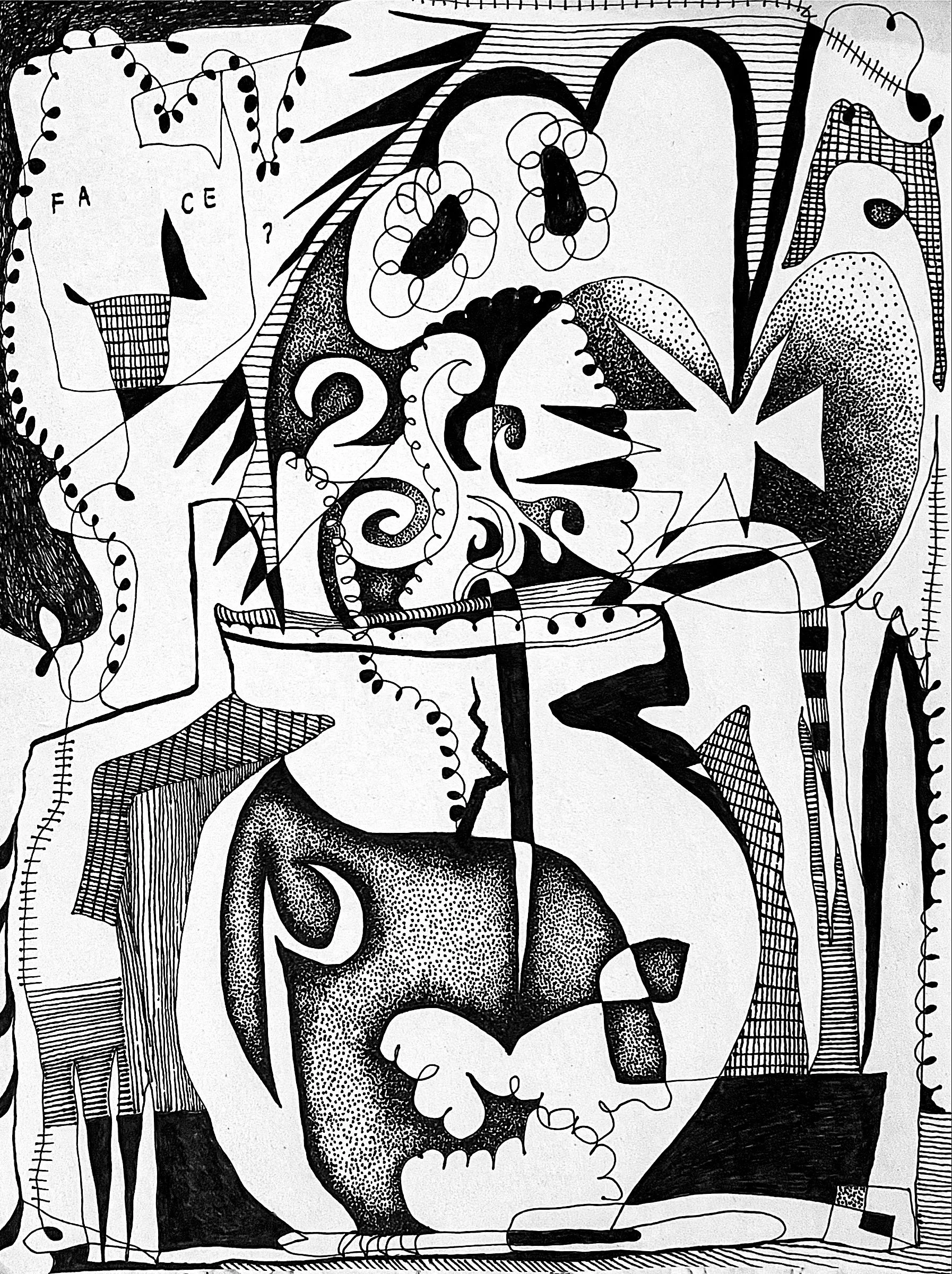 "Face," 2026, Ink on Paper - 9" x 12"