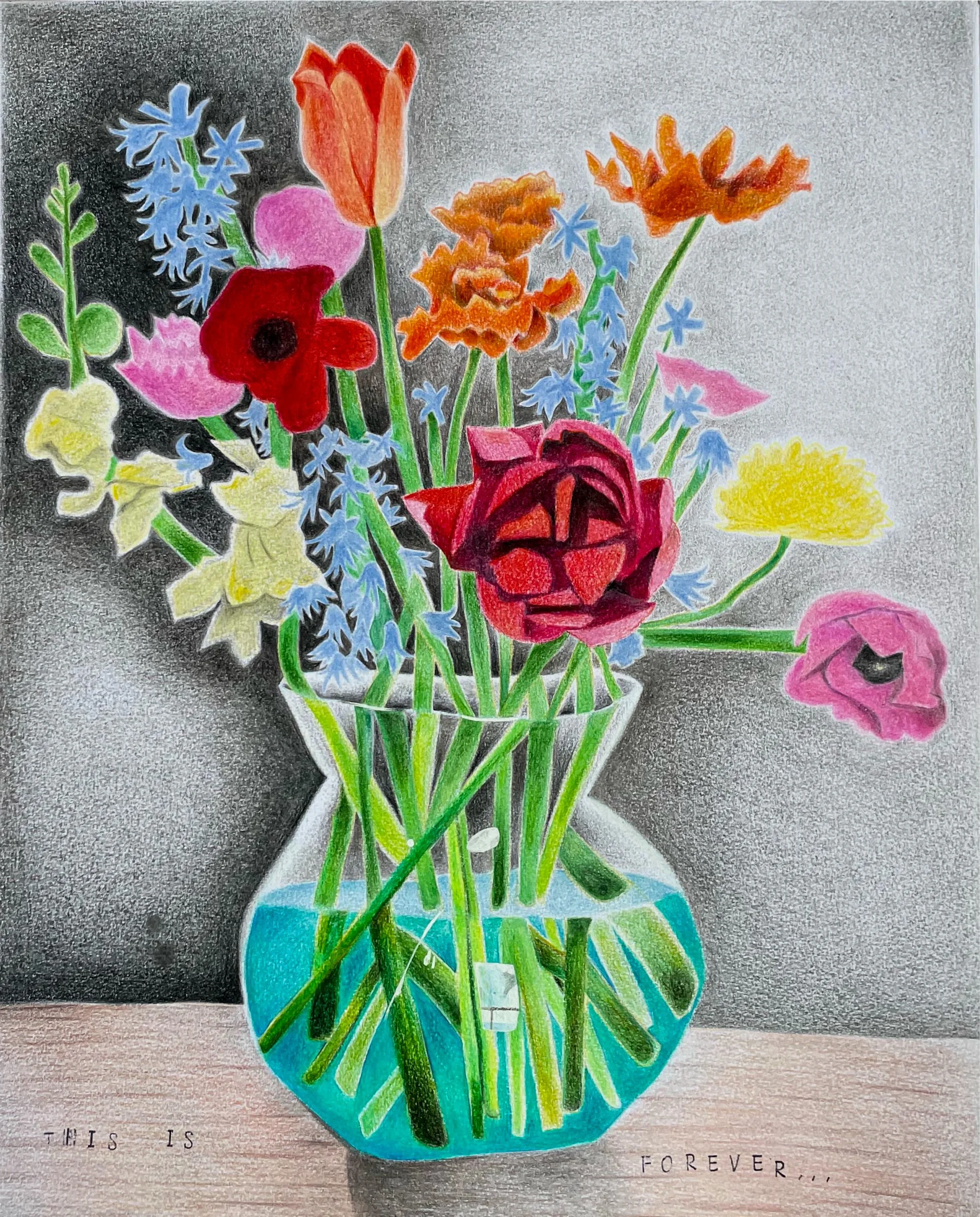 "This Is Forever," 2025, Colored Pencil and Ink on Paper - 11" x 14"