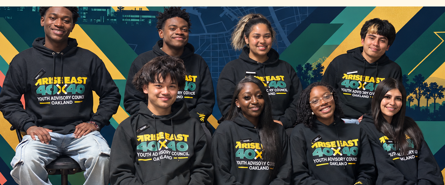 Youth Advisory Council members in Rise East 40x40 hoodies