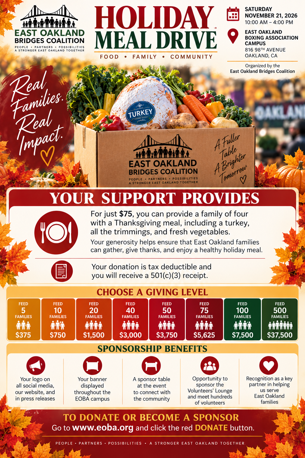 2026 Holiday Meal Drive sponsorship flyer