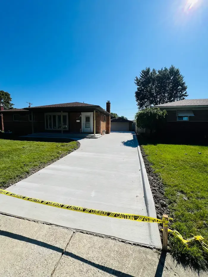 New residential concrete driveway installation in Metro Detroit.