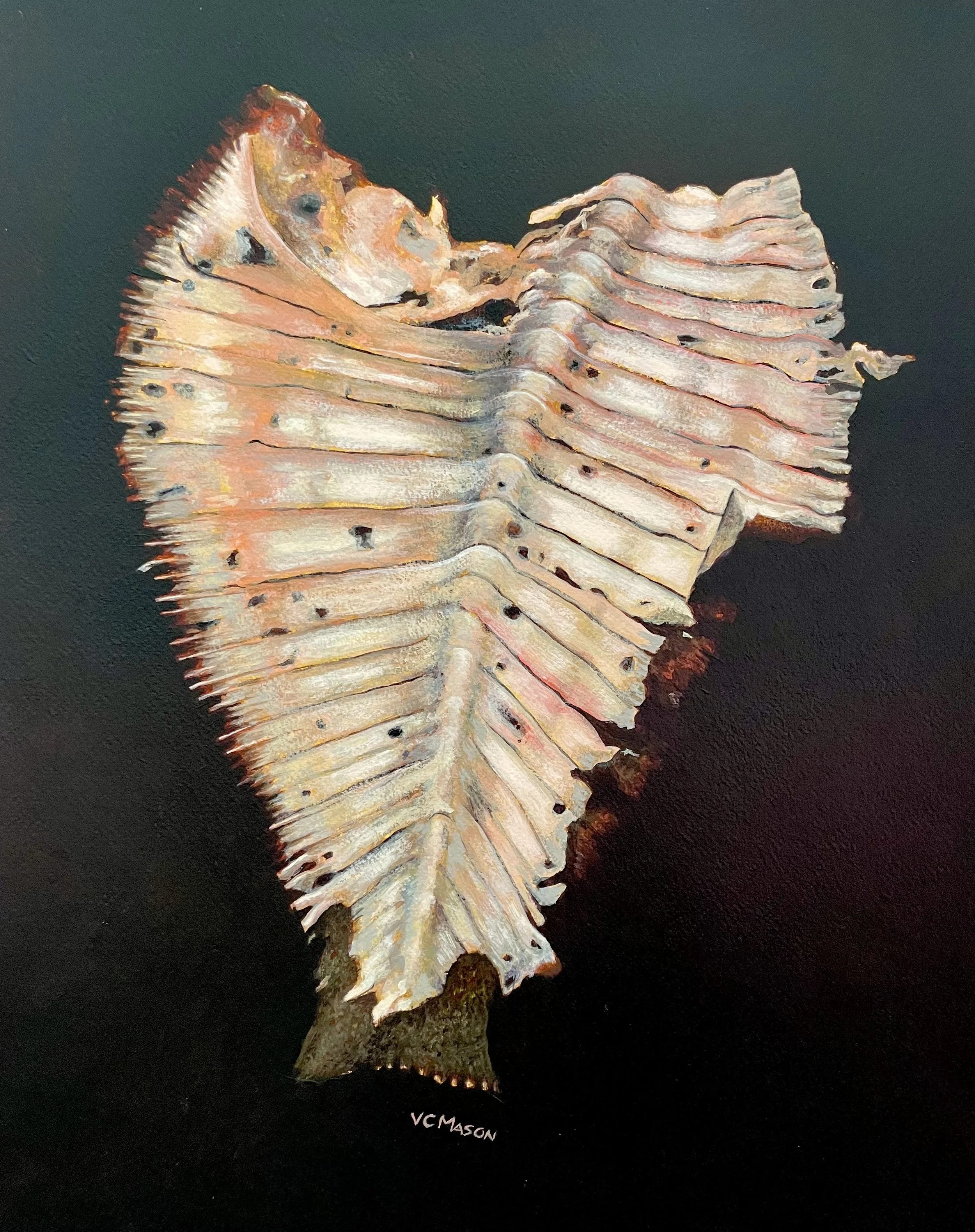 Fish Supper 2025. Acrylic on paper 34 x 43cm