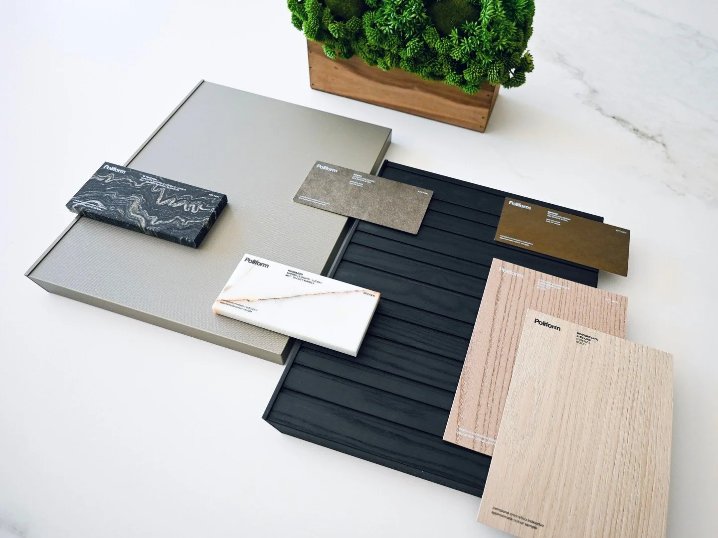 Surfaces set the tone long before furnishings arrive. @poliform_official finishes bring together color, grain, and sheen in carefully calibrated combinations&mdash;ranging from warm woods to tailored lacquers and stone-inspired textures. These select
