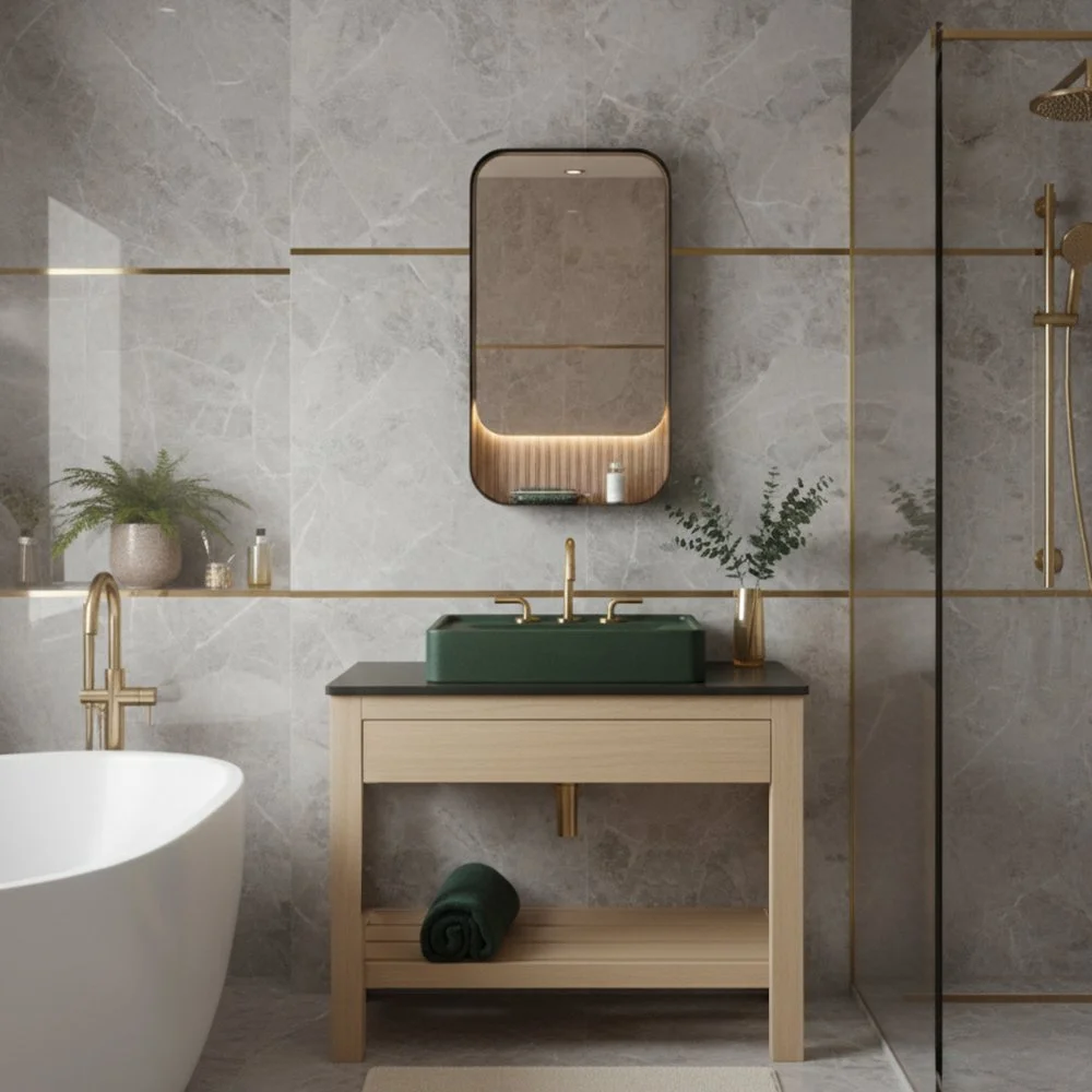 Contemporary bathing grounded in earth. The Newterra collection by @lacava_design celebrates natural materiality through sinks, vanities, and tubs that honor organic form while maintaining architectural precision. Concrete finishes and vessel sink si
