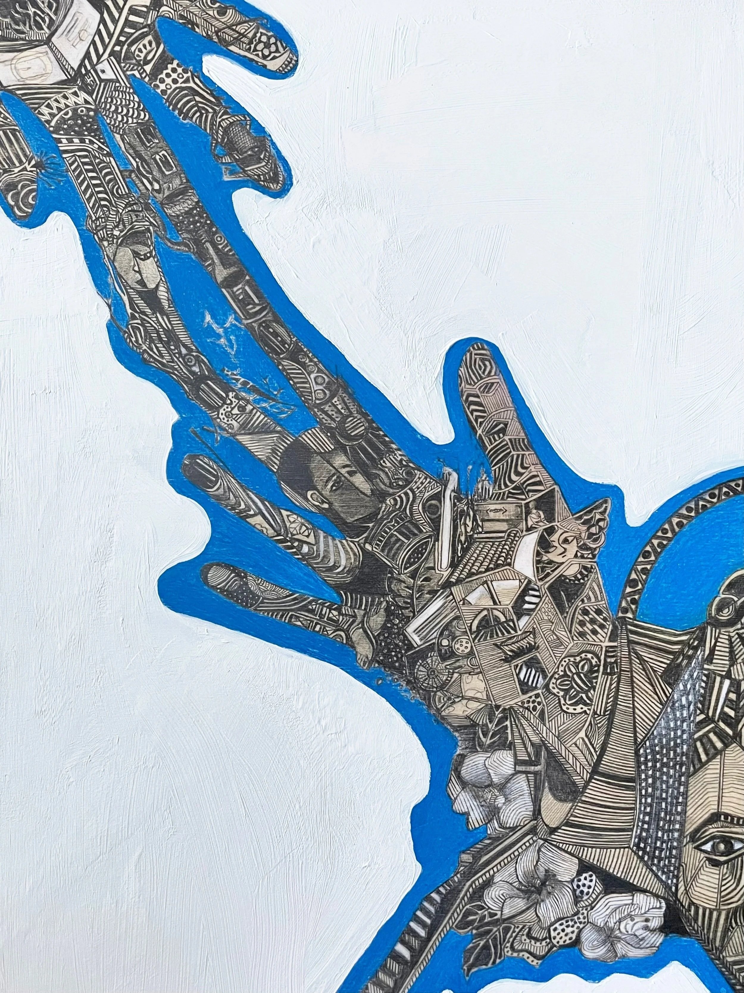 Memorifantasy#2 pencil, colored pencil, acrylic paint on wood panel 12"x16" 2023