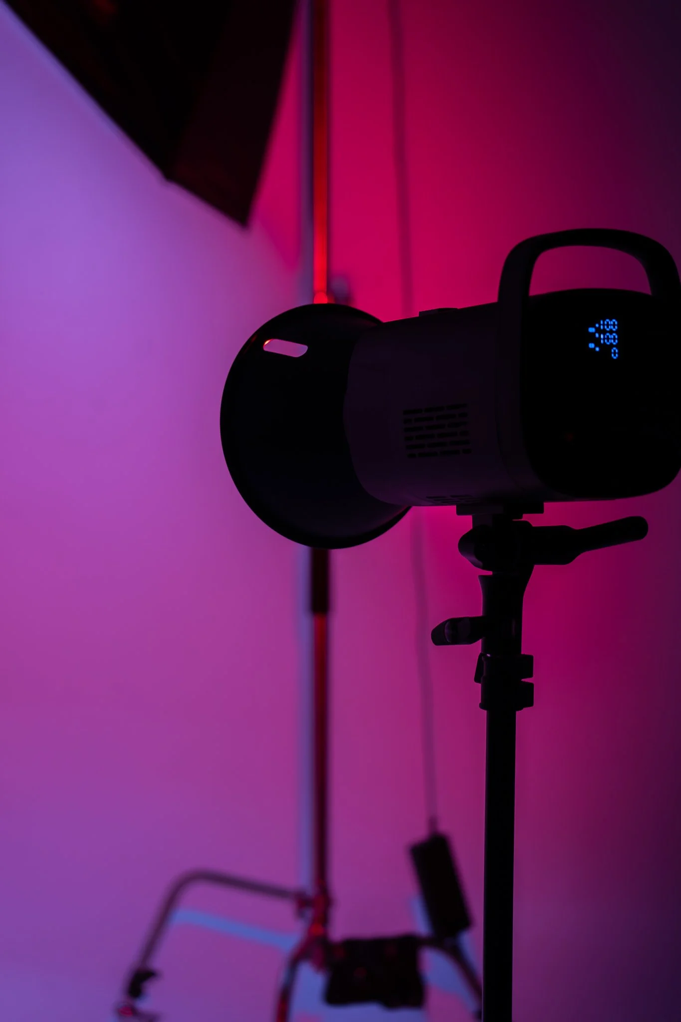 Professional studio lighting equipment used for branding photography and creative business content creation.