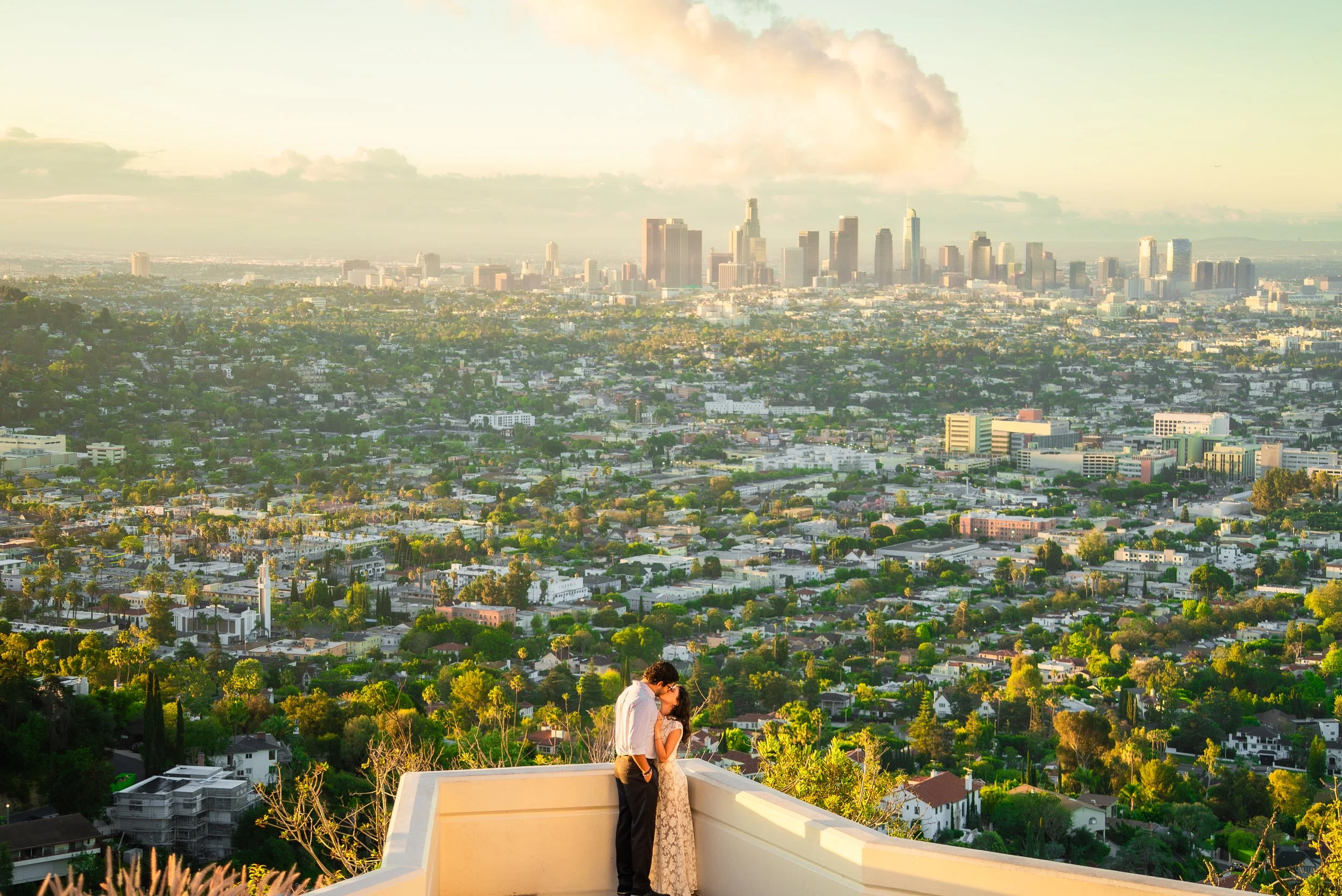 Ixchel &amp; Pedro’s Sunrise Engagement Session at Griffith Observatory &amp; Downtown Los Angeles